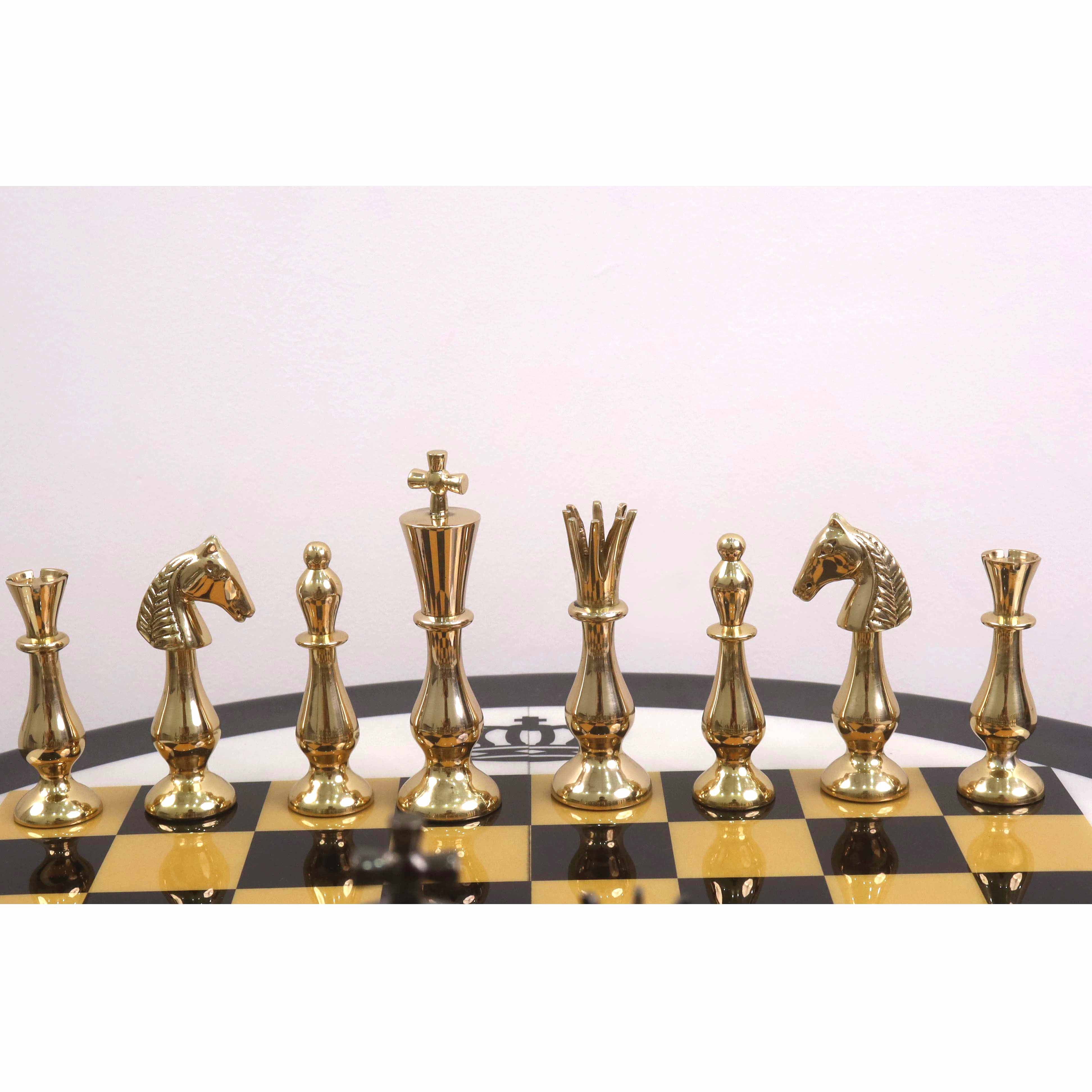 Metallic Grey and Metallic Gold chessmen sized for 40 to 50 mm squares