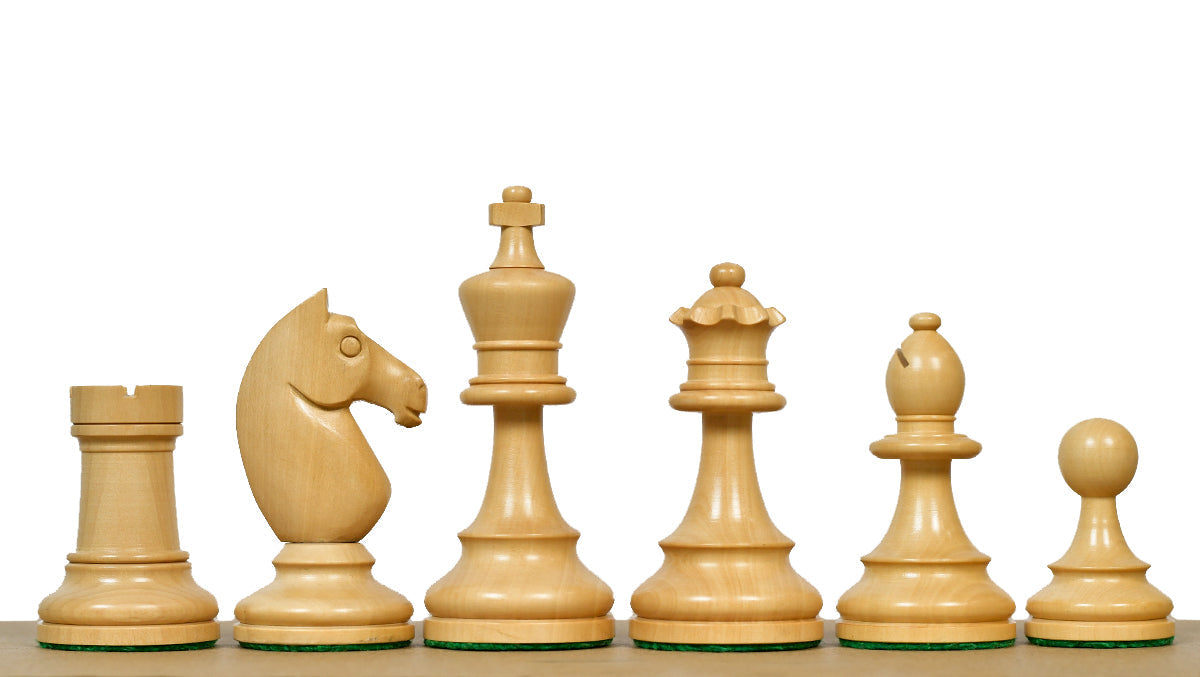 Ebonised boxwood Staunton chess pieces, 1962 Stockholm Interzonal reproduction