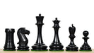 Genuine ebony chess pieces with a 100mm king and weighted felted bases