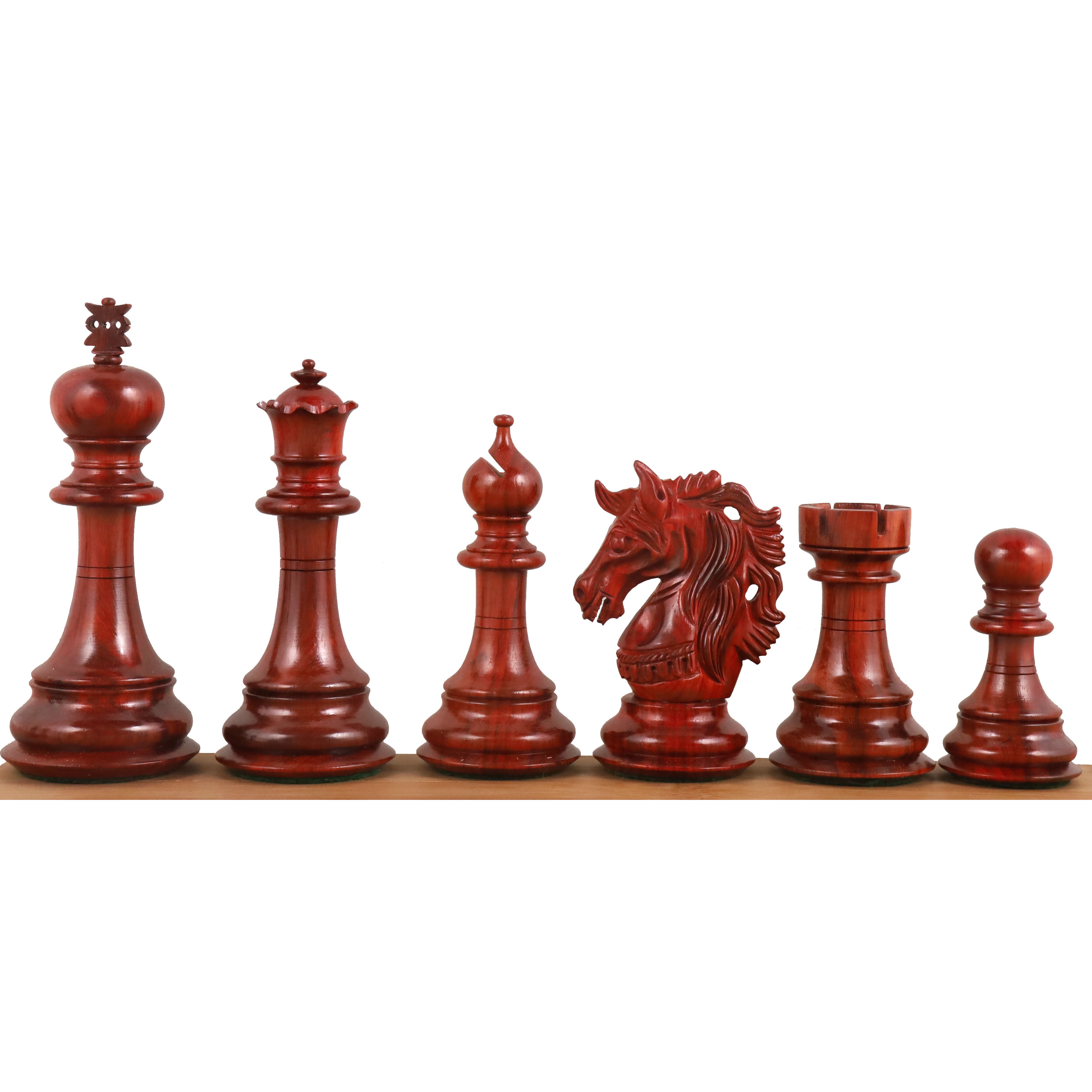Prestige Staunton chess pieces in bud rosewood & ebony wood, 118mm king