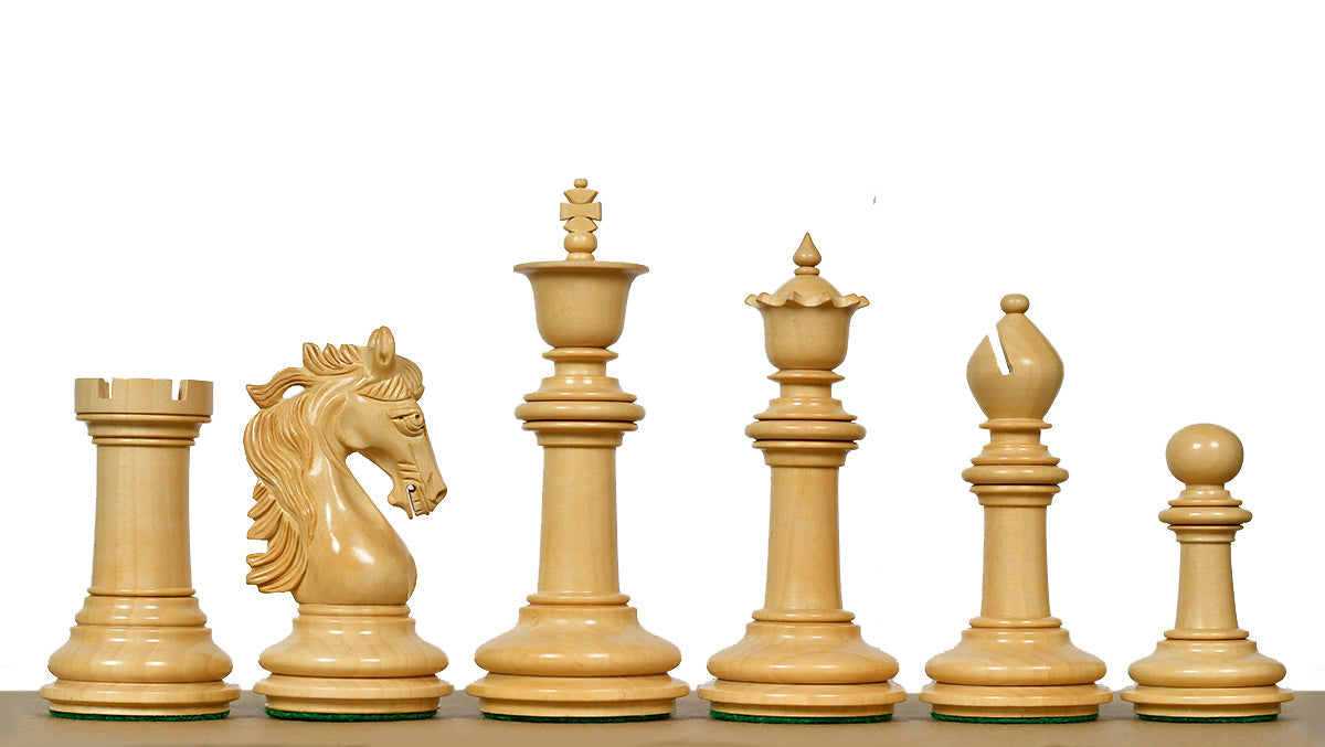 Genuine ebony chess pieces with a 113mm king and weighted felted bases
