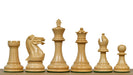 Ebonised chess pieces with a 98mm king and weighted felted bases