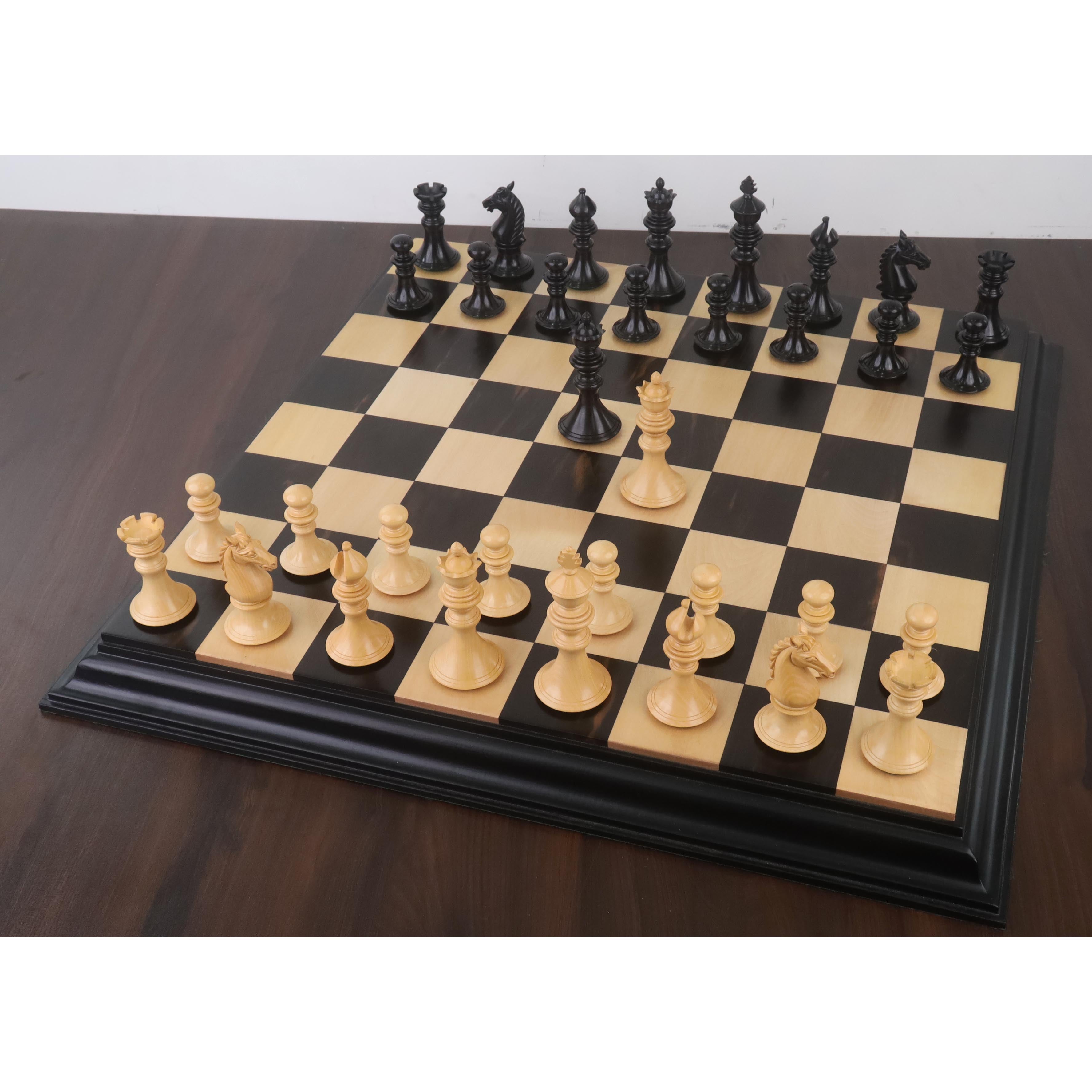 Ebony Wood chessmen cut for 55 to 65mm squares