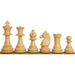 Mahogany Stained Boxwood and Boxwood chessmen sized for 50 to 60 mm squares