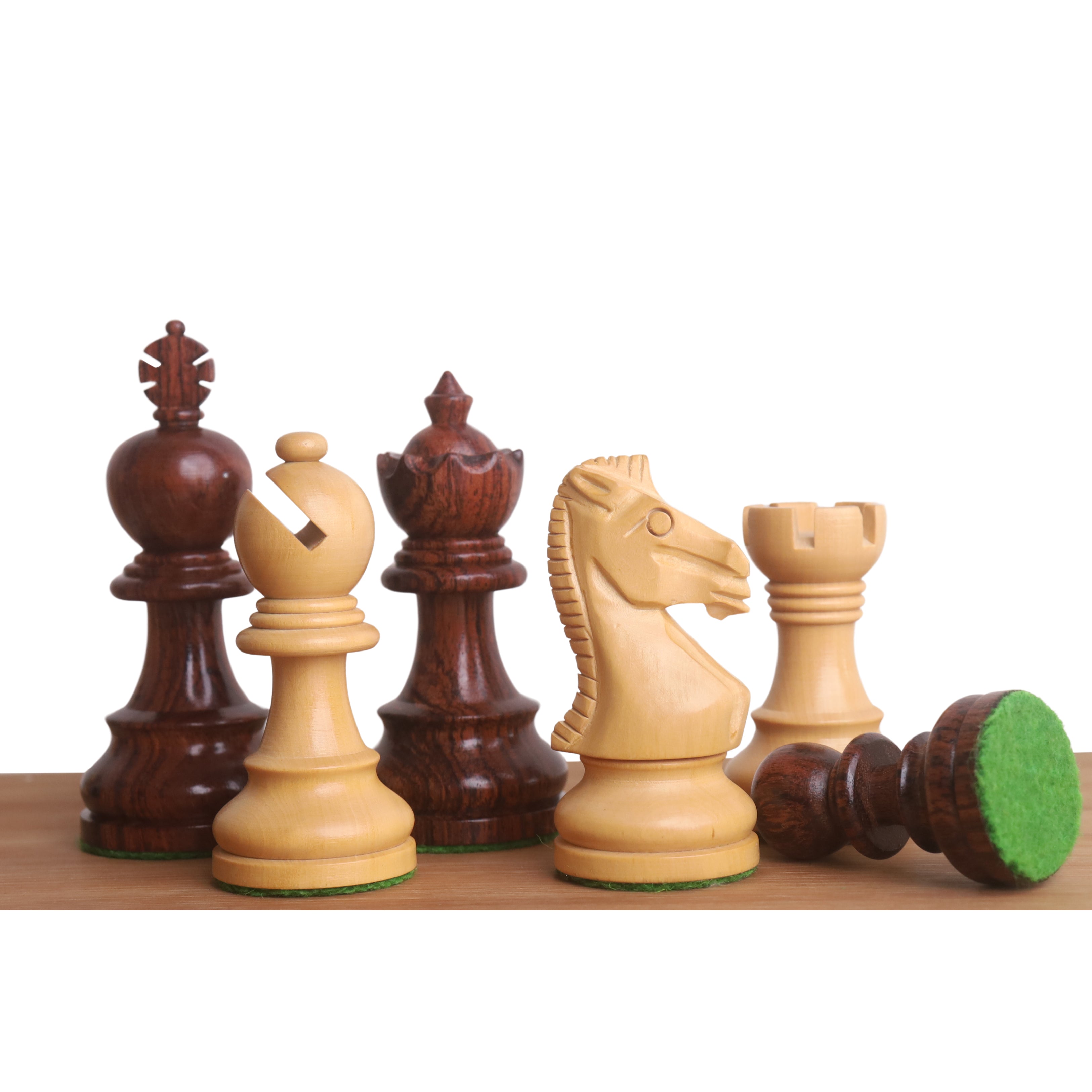 Rosewood chessmen cut for 45 to 50mm squares
