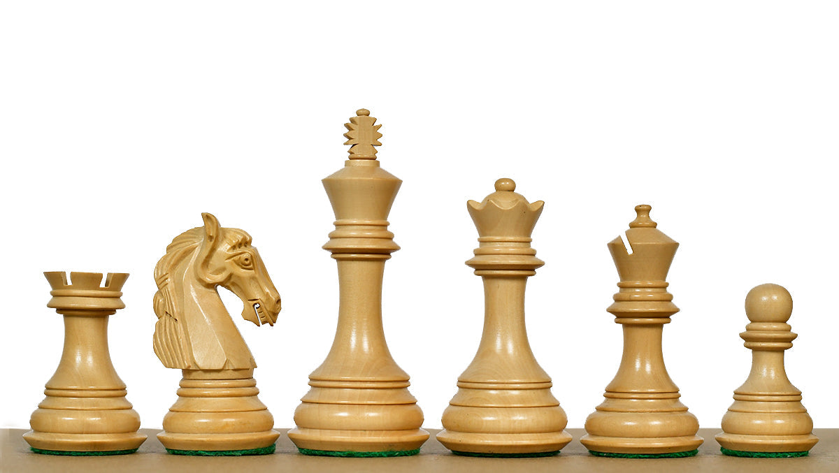 Genuine ebony chess pieces with a 99mm king and weighted felted bases