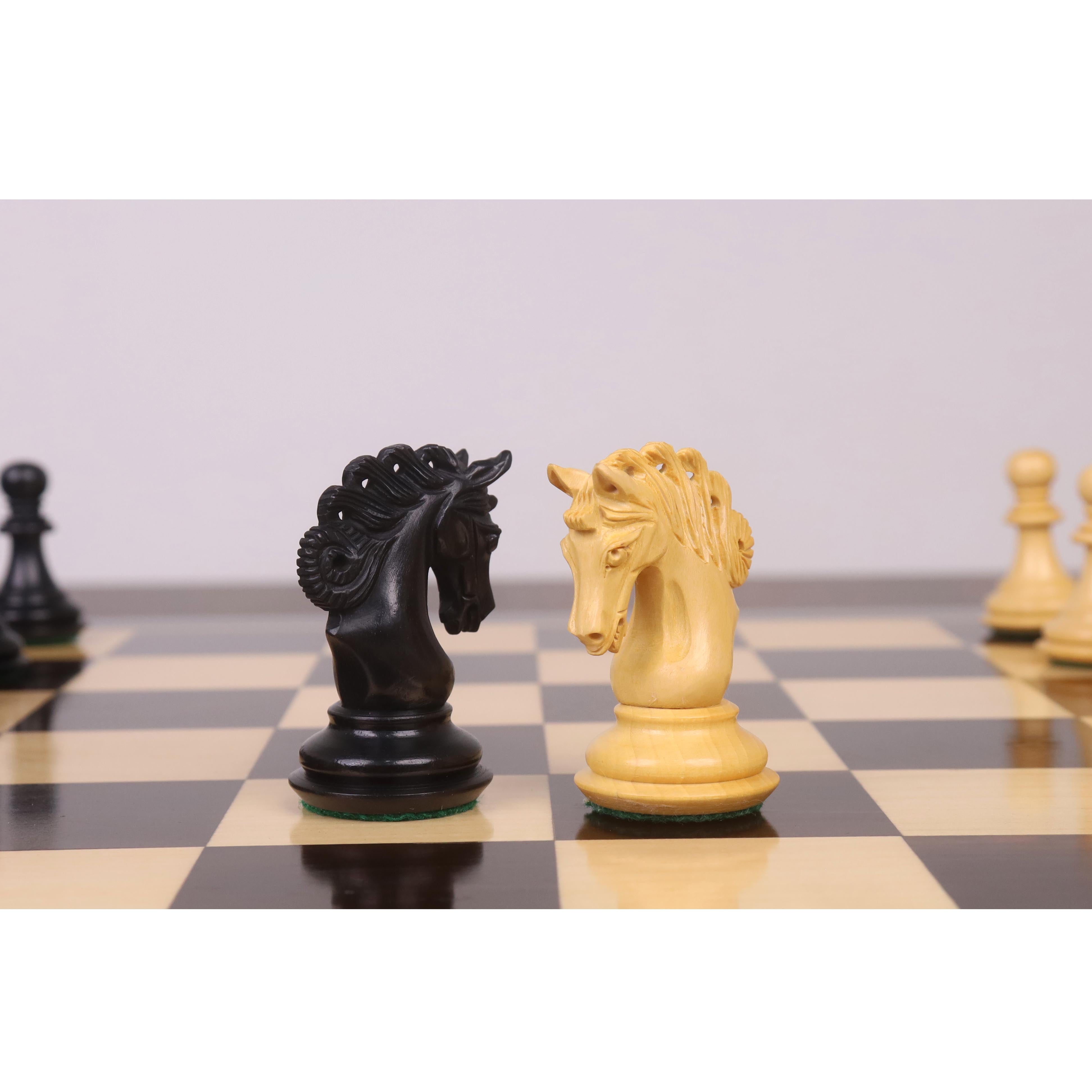Ebony and Boxwood chessmen sized for 45 to 50 mm squares