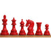 34 piece chessmen set in Red Lacquered Boxwood and White Lacquered Boxwood