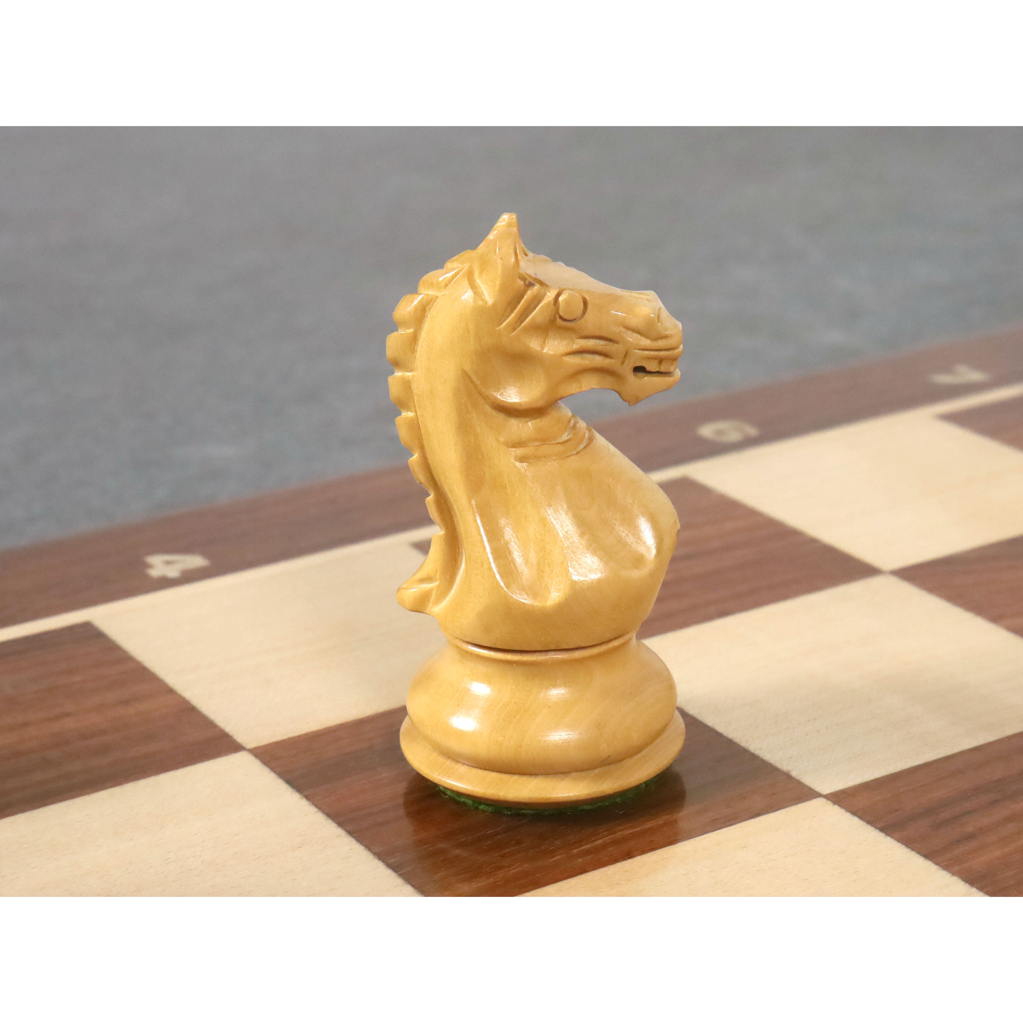 Golden Rosewood and Boxwood chessmen sized for 50 to 55 mm squares