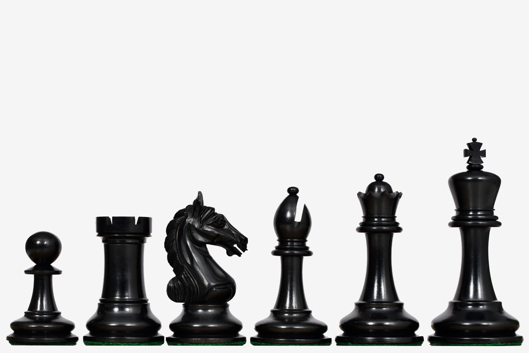 Genuine ebony chess pieces with a 104mm king and weighted felted bases