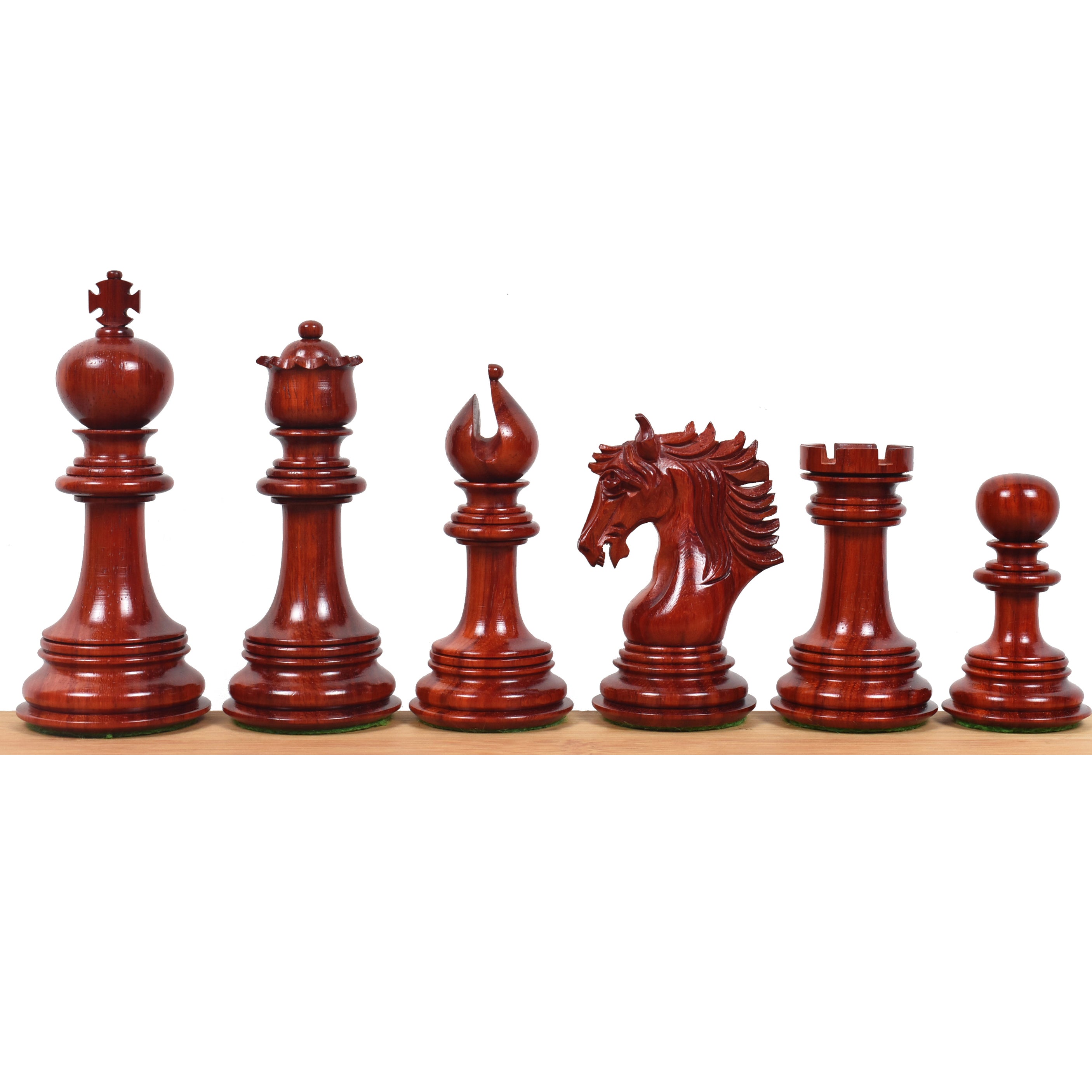 Arthur Staunton chess pieces in bud rosewood, 116mm king