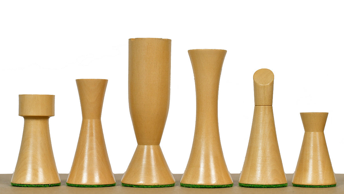 Ebonised chess pieces with a 85mm king and felted bases