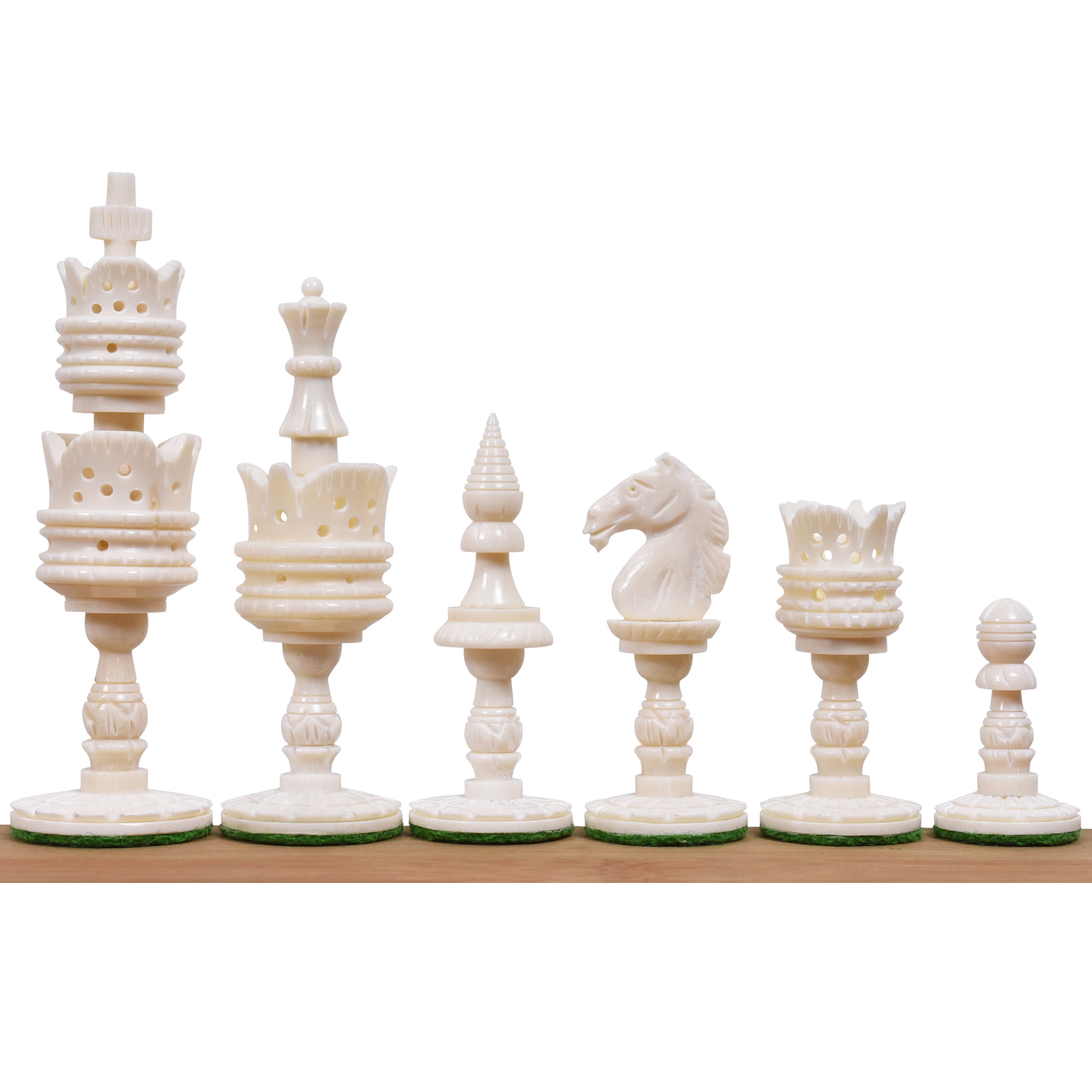 Lotus Series Hand Carved Camel Bone 103mm Chess Pieces