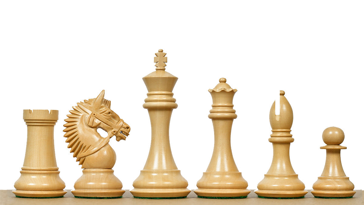 Rosewood chess pieces with a 107mm king and weighted felted bases