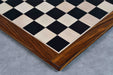 Ebony and maple sheesham border chess board, 17 inch, from above
