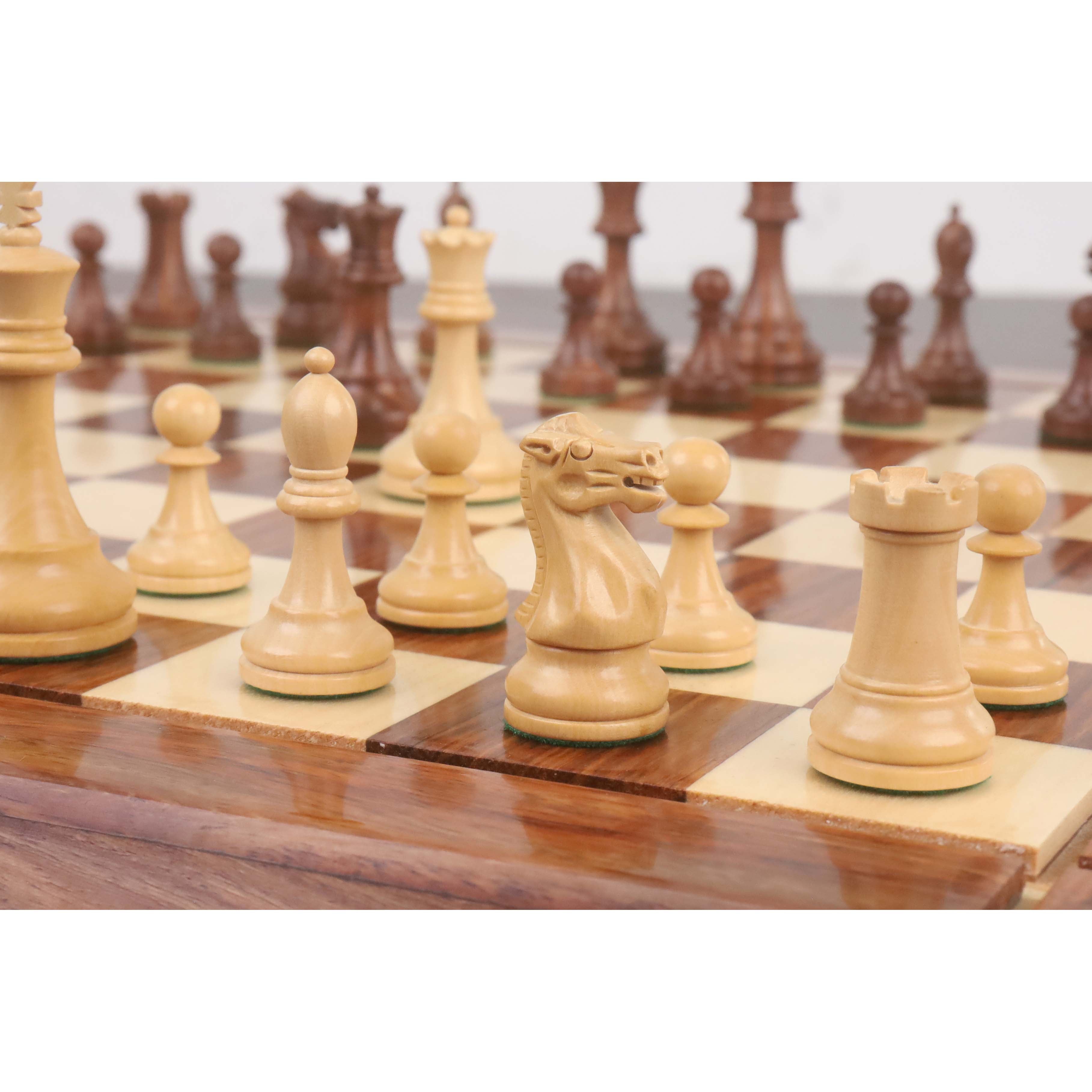 Golden Rosewood chessmen at 230 grams complete