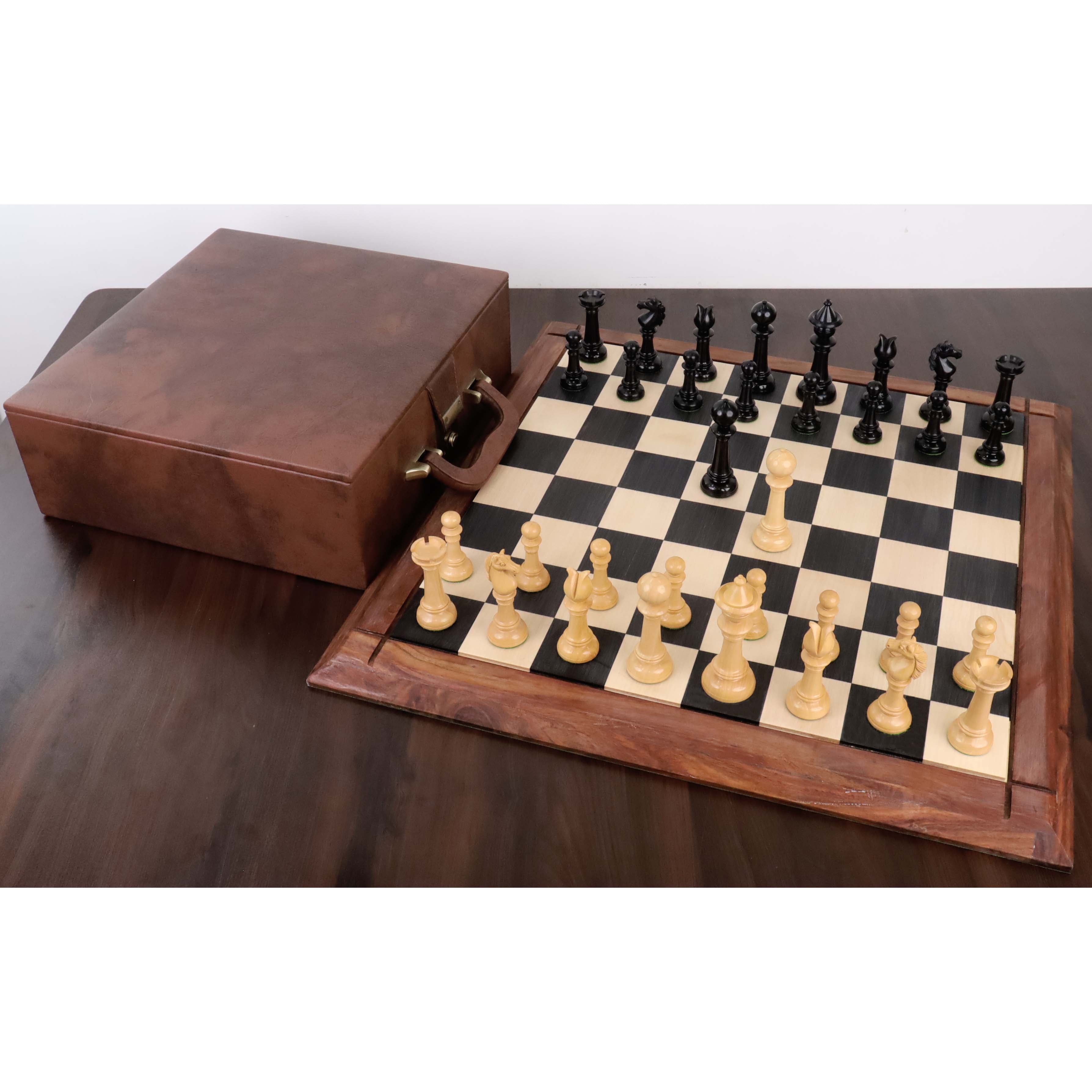 Ebony Wood and Boxwood chessmen cut for 50 to 60mm squares