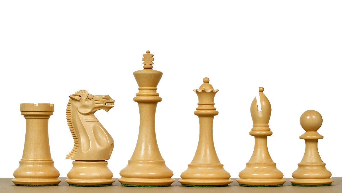 Genuine ebony chess pieces with a 103mm king and weighted felted bases