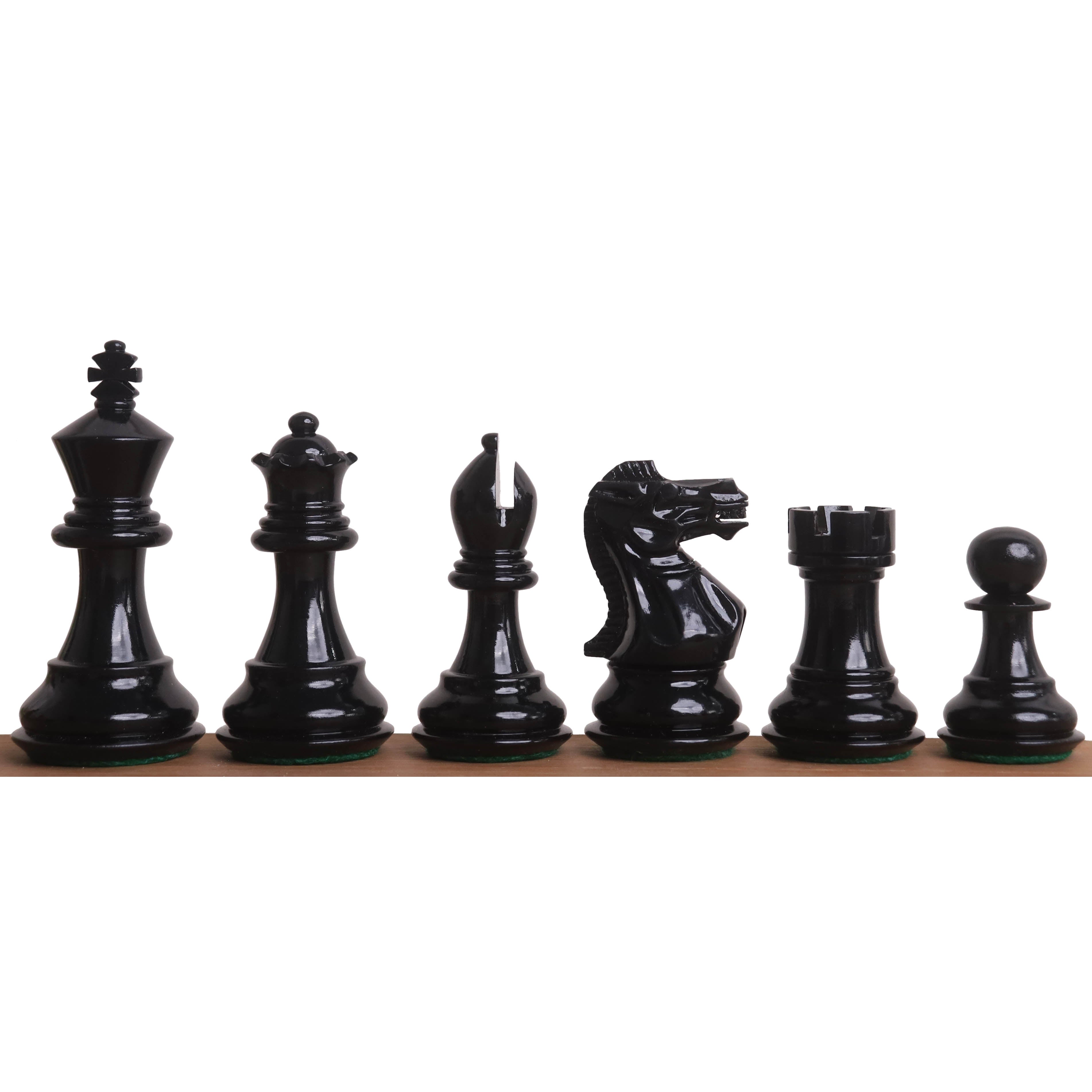 34 piece chessmen set in Black Painted Boxwood and White Painted Boxwood