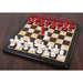 76mm king and matching chessmen in Red Painted Boxwood and White Painted Boxwood