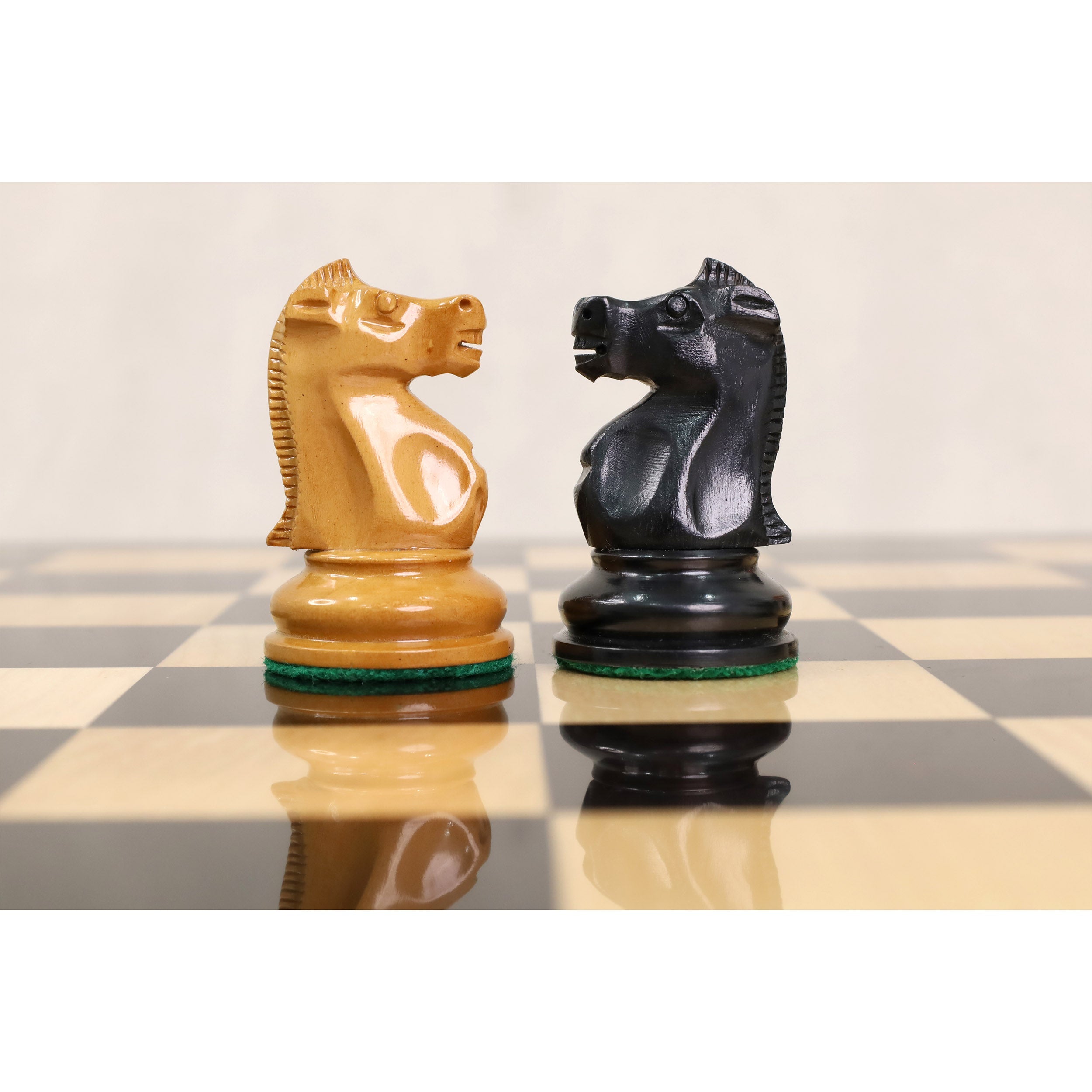 34 piece chessmen set in Ebony and Distress Antiqued Boxwood