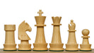 Ebonised chess pieces with a 95mm king and weighted felted bases