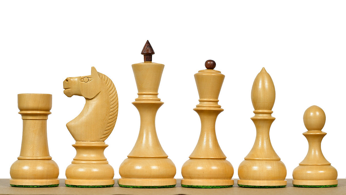 Leningrad Schoolboy reproduction chess pieces in sheesham and boxwood, 106mm king height