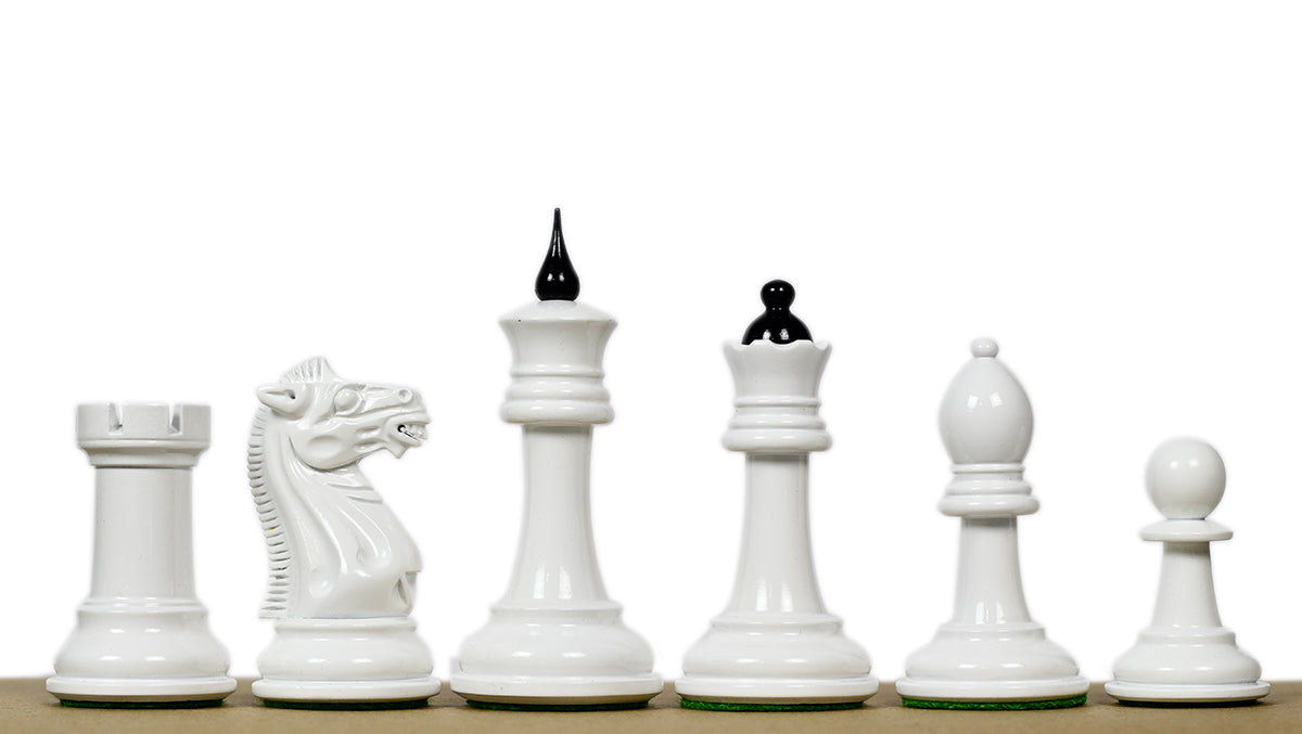 1940 Soviet Club chess pieces, genuine ebony and ivory white painted boxwood, hand carved in India