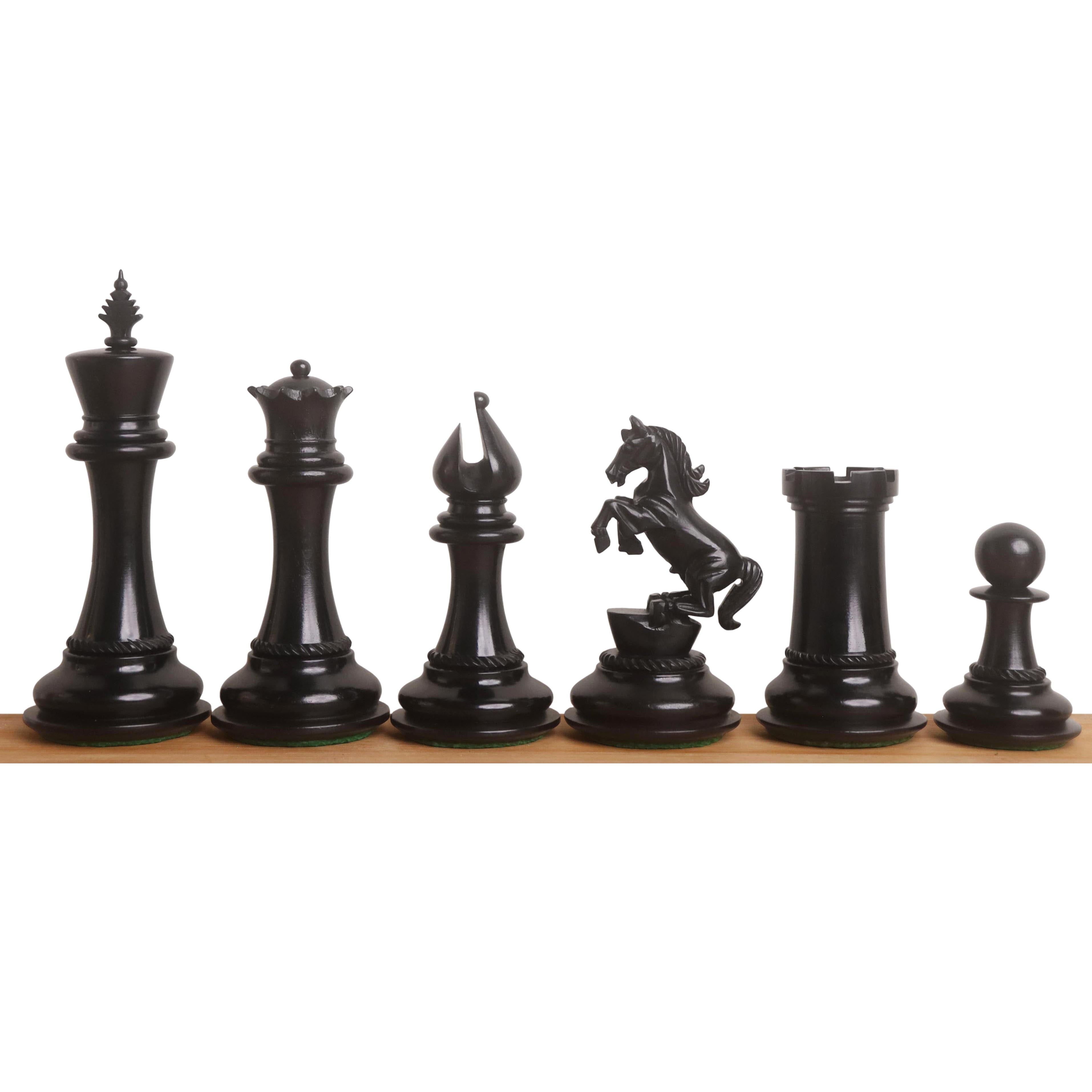 Ebony Wood and Boxwood chessmen sized for 55 to 65 mm squares