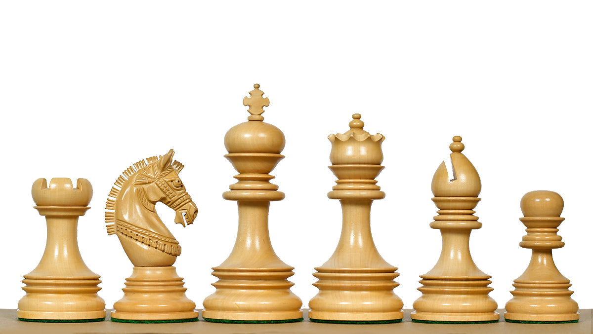 Genuine ebony chess pieces with a 109mm king and weighted felted bases