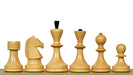 Ebonised chess pieces with a 95mm king and weighted felted bases