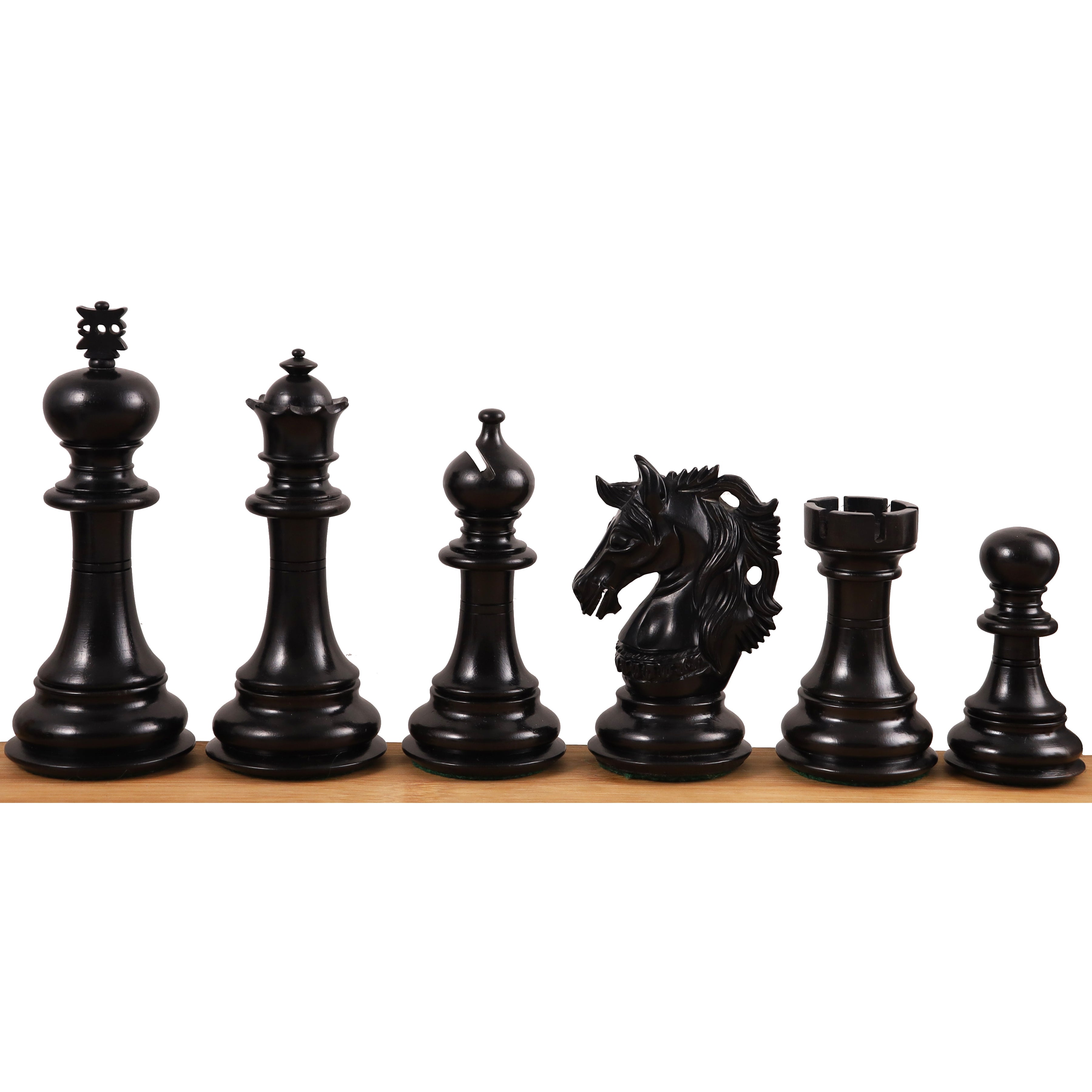 Prestige Staunton chess pieces in ebony wood, 118mm king