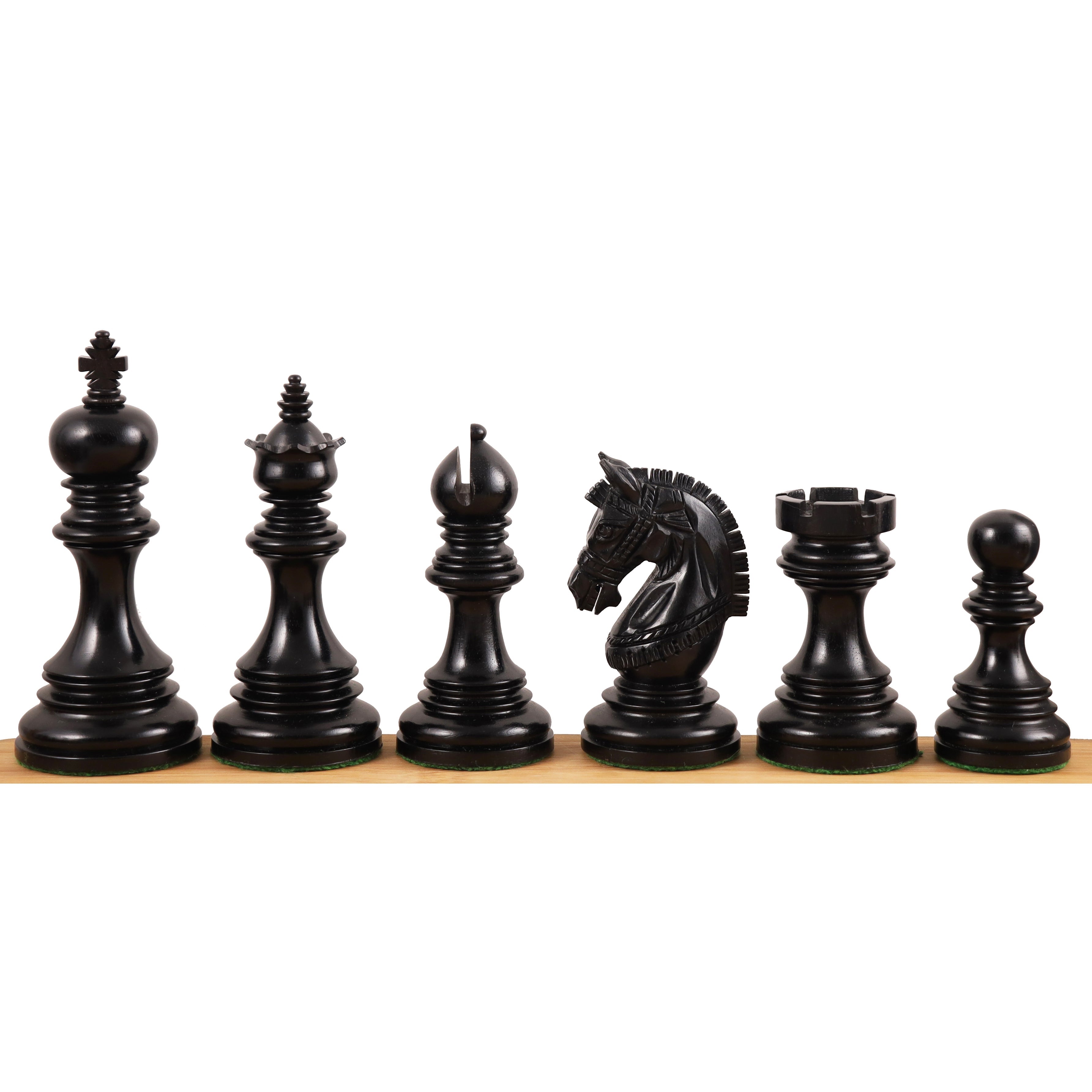 Stallion Staunton chess pieces in ebony, 105mm king