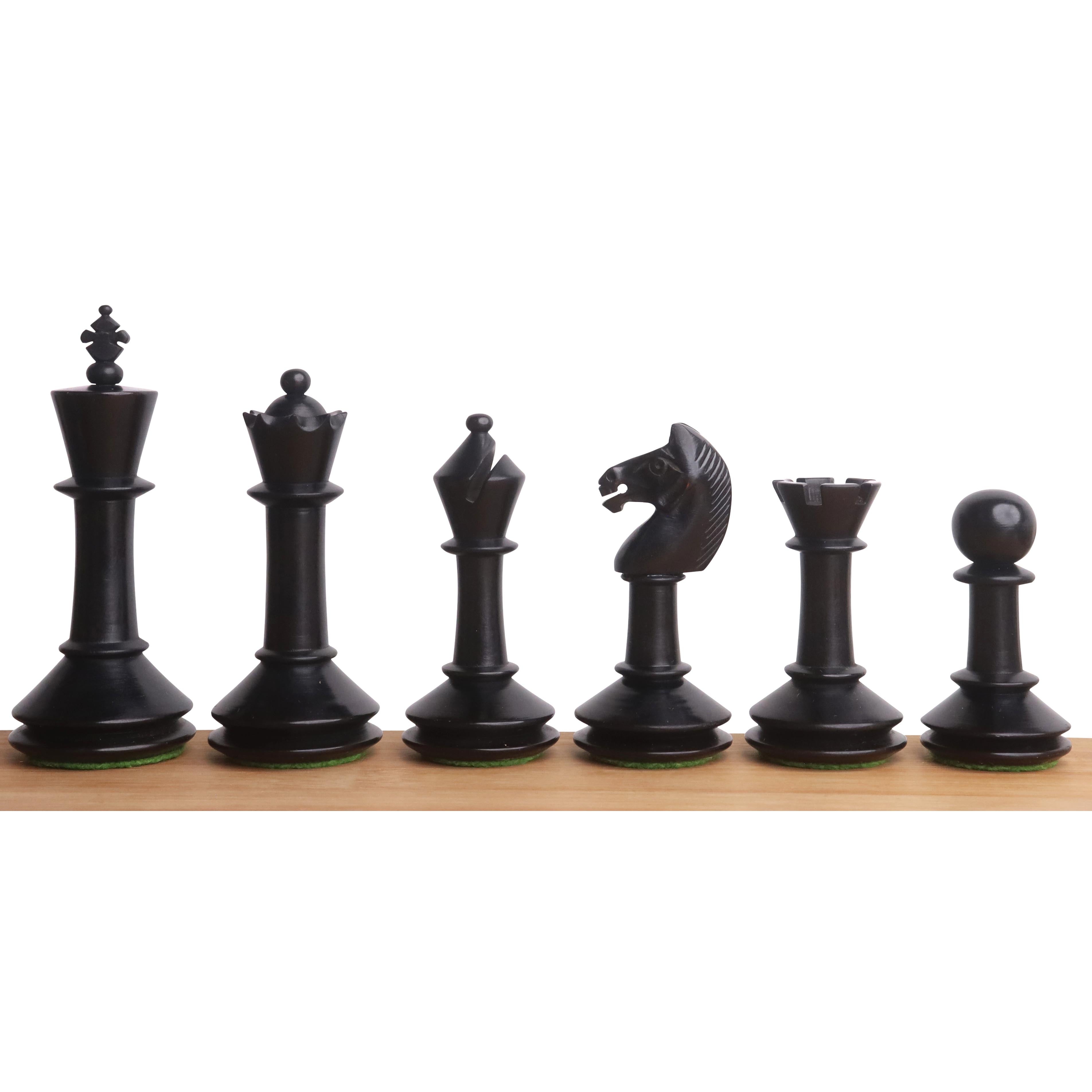 34 piece chessmen set in Ebonised Boxwood and Boxwood