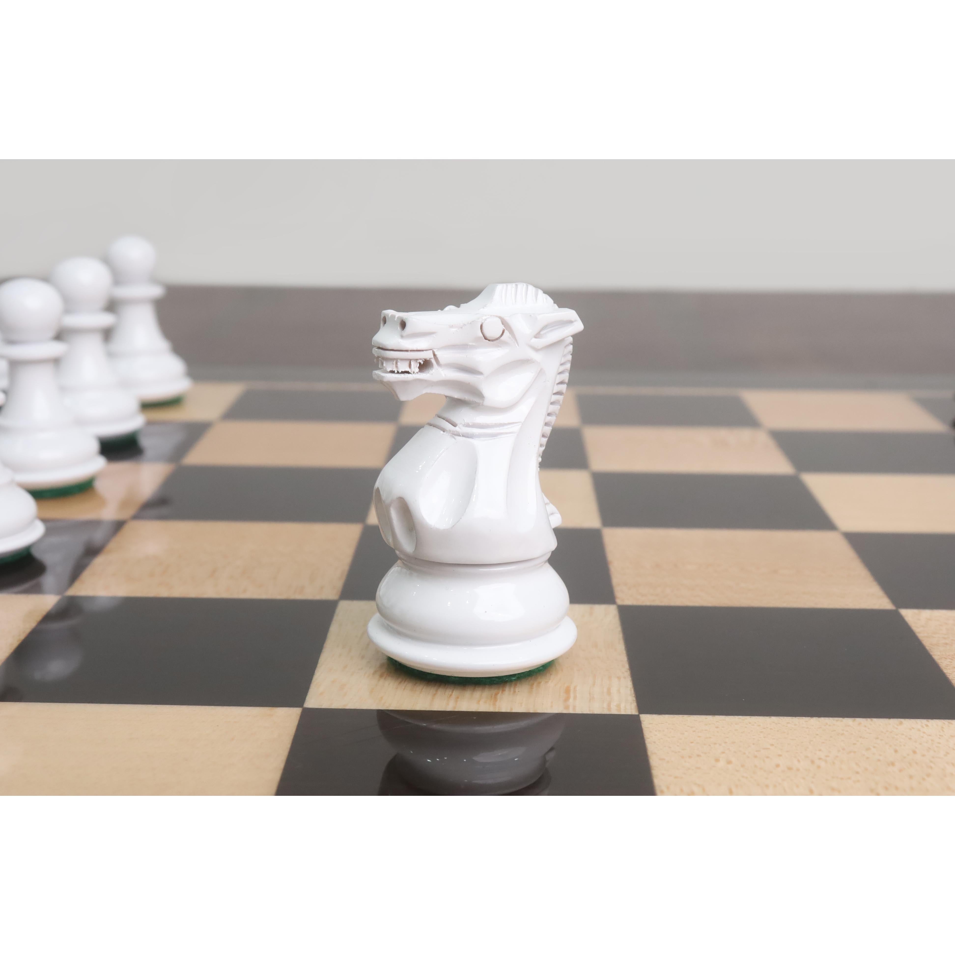 Black Painted Boxwood and White Painted Boxwood chessmen sized for 40 to 50 mm squares