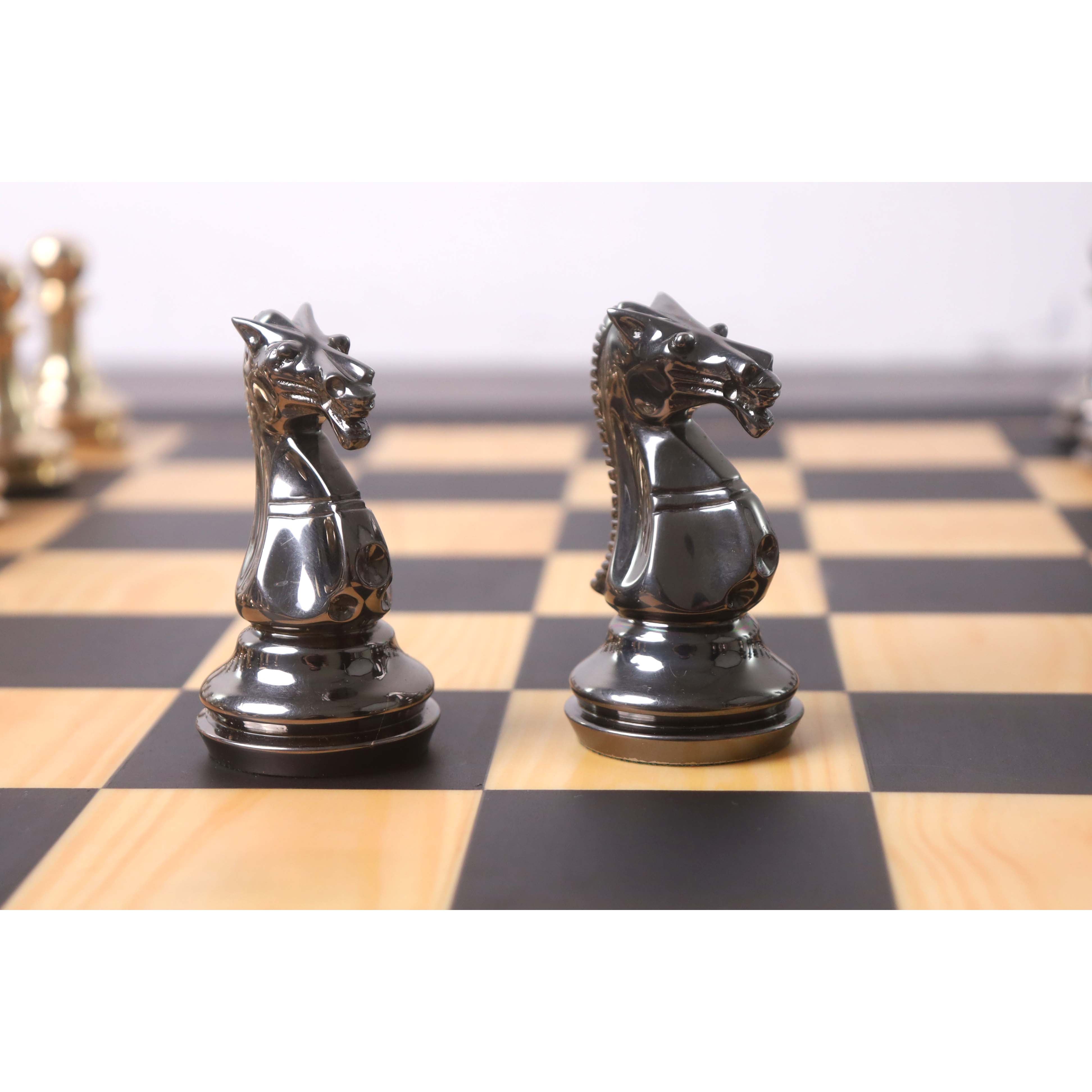 Metallic Gold and Grey chessmen at 3,200 grams complete