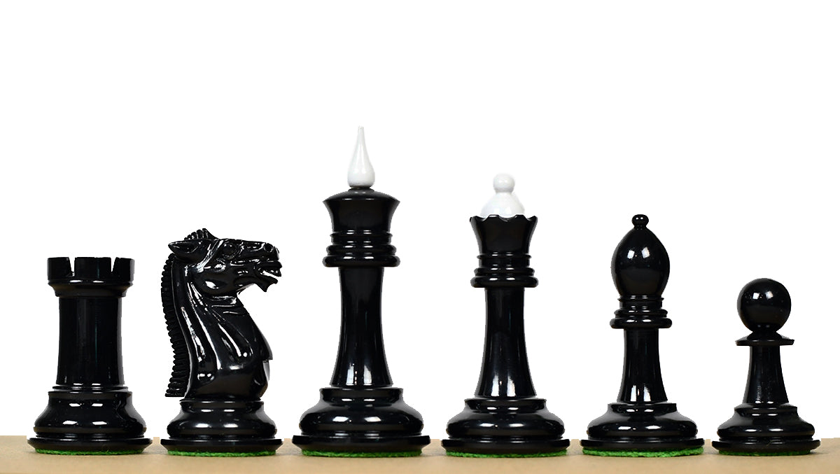 Genuine ebony and ivory white chess pieces with a 103mm king and weighted felted bases