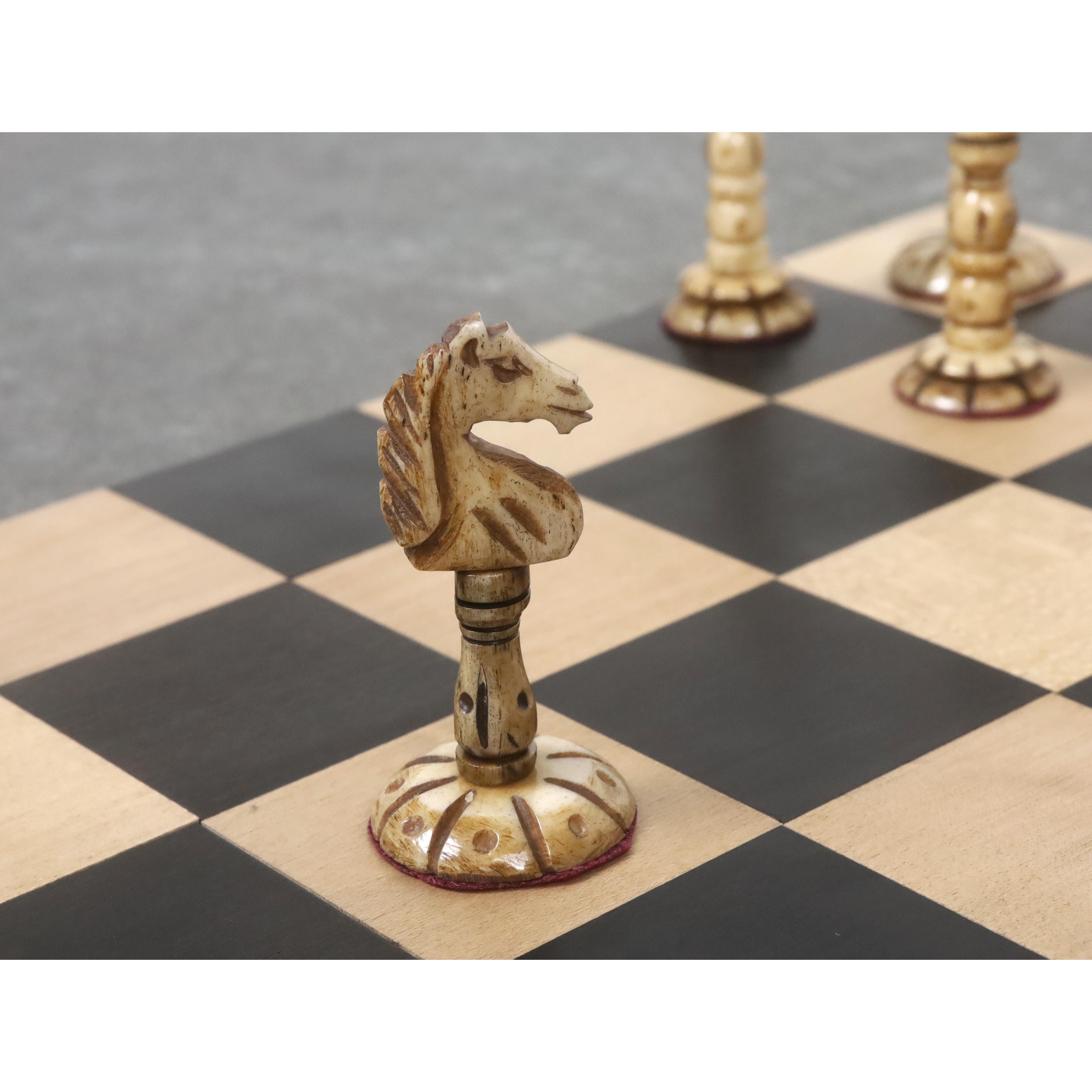English Series Pre-Staunton Antiqued Camel Bone 95mm Chess Pieces
