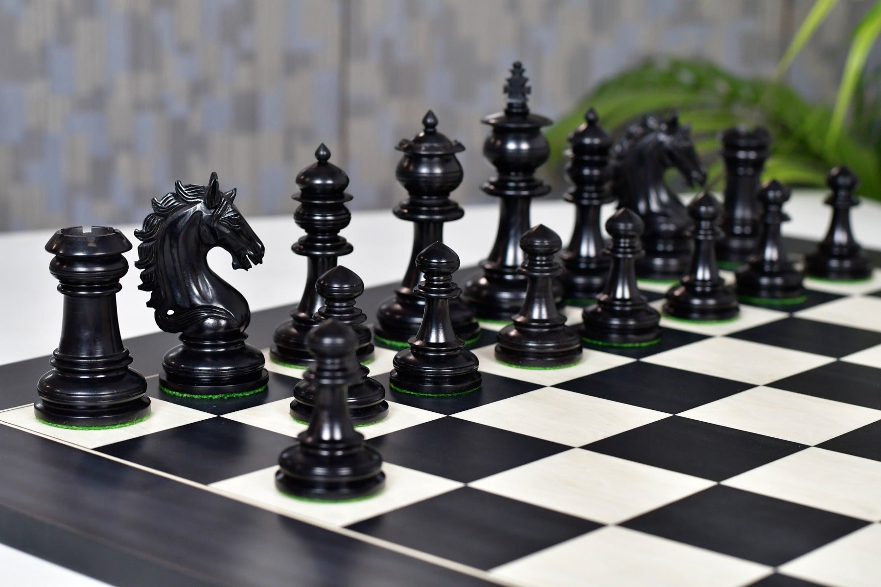 Full 34 piece Artisan Knight chess set in ebony and natural boxwood, Sterling Chess Australia