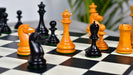 B and Co 1860s Antique wooden chess pieces, 100mm king, Genuine ebony finish
