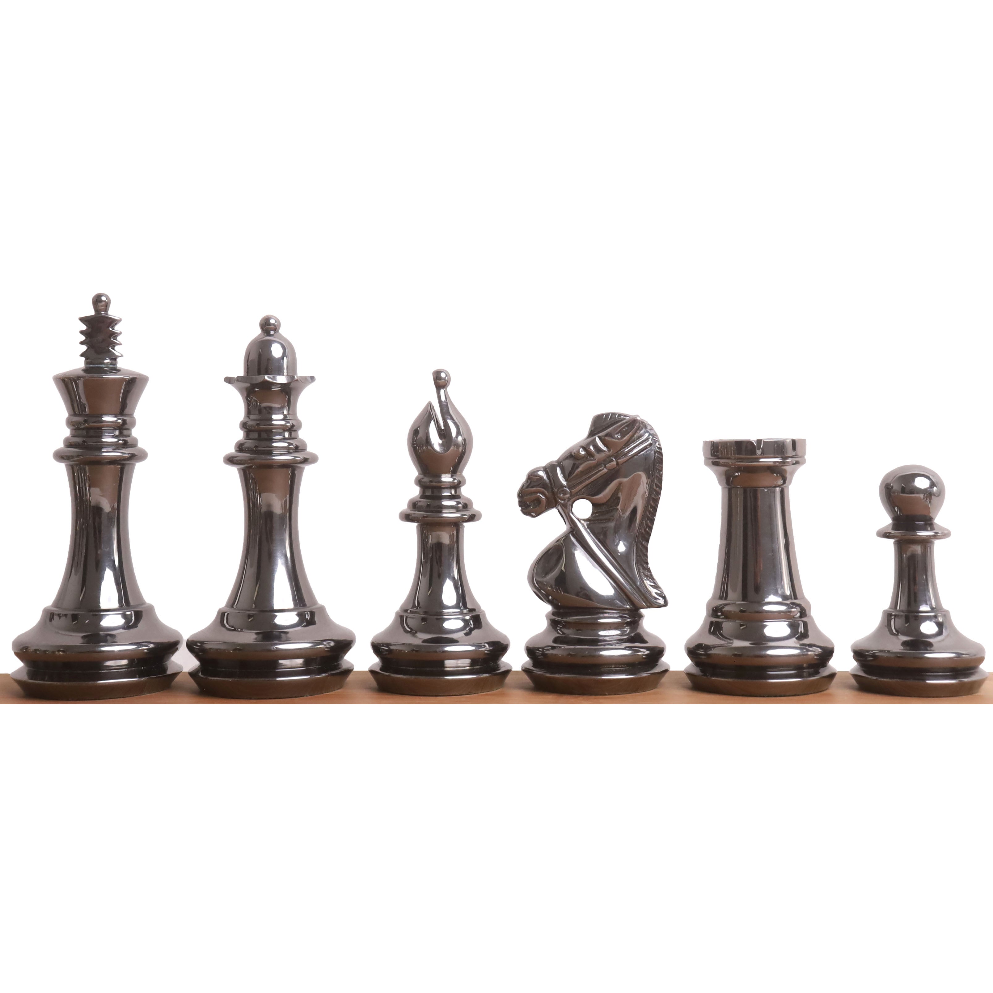 Metallic Gold and Grey chessmen sized for 50 to 60 mm squares