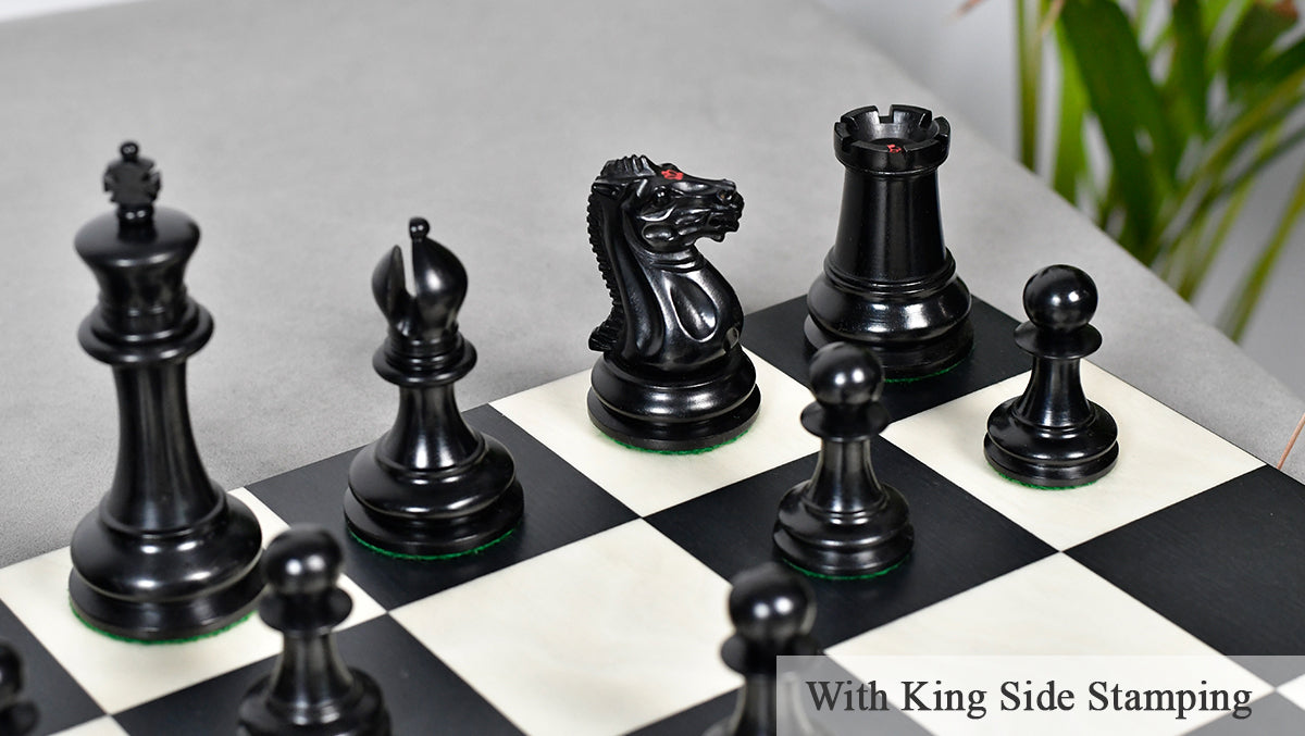 Knight carving detail on the 1849 Original Staunton Heavy chess pieces in genuine ebony and boxwood