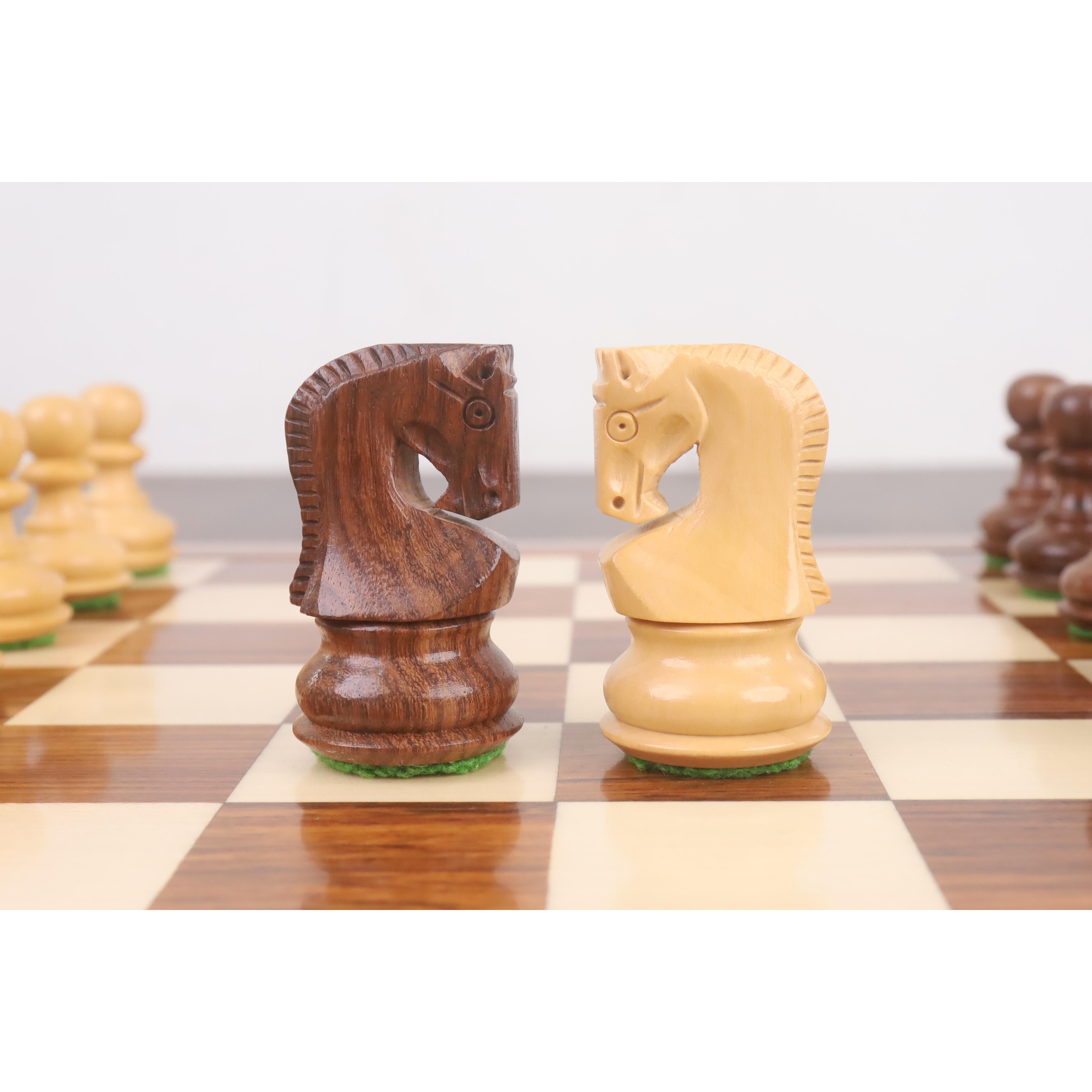 Golden Rosewood chessmen at 530 grams complete
