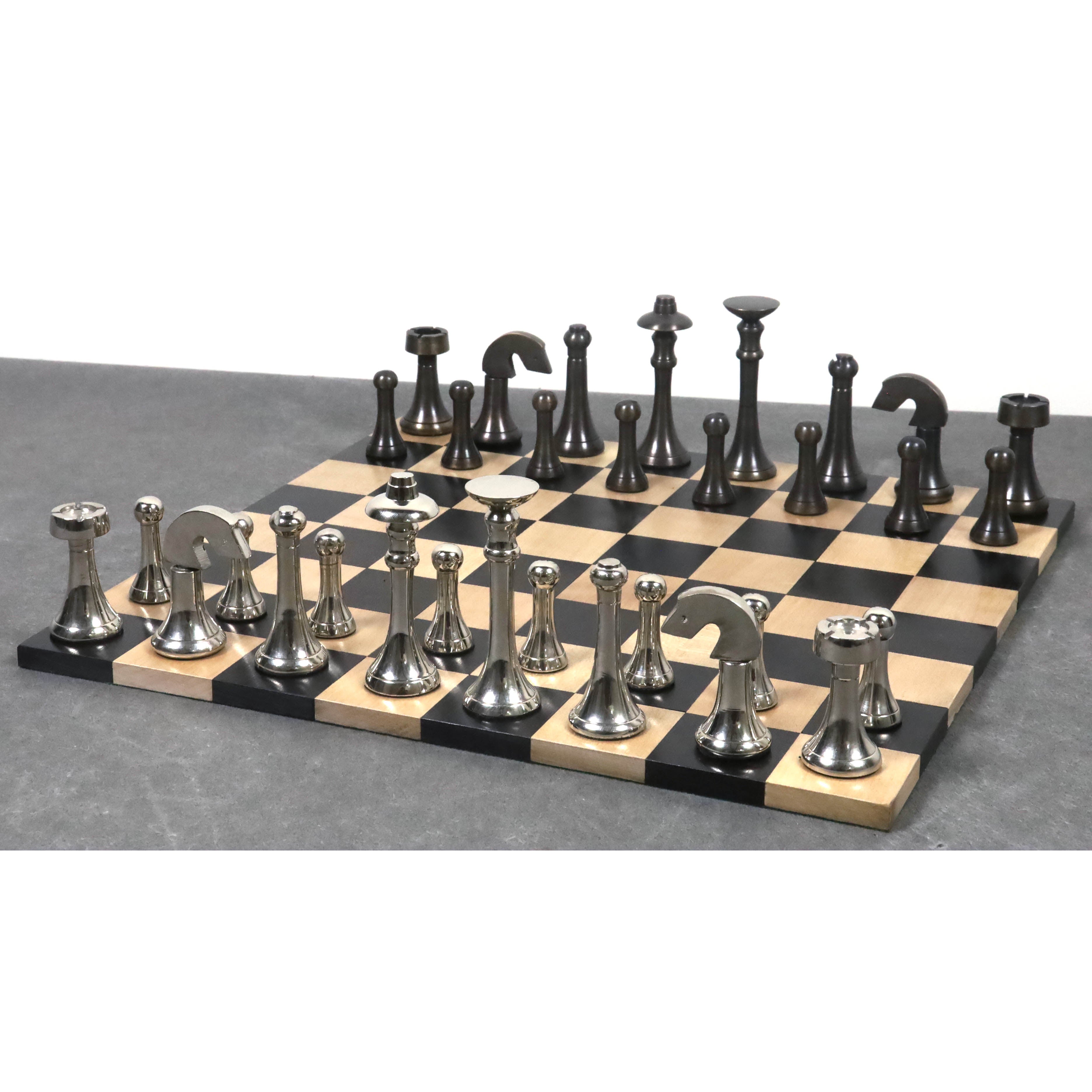 Contemporary Brass 78mm Chess Pieces