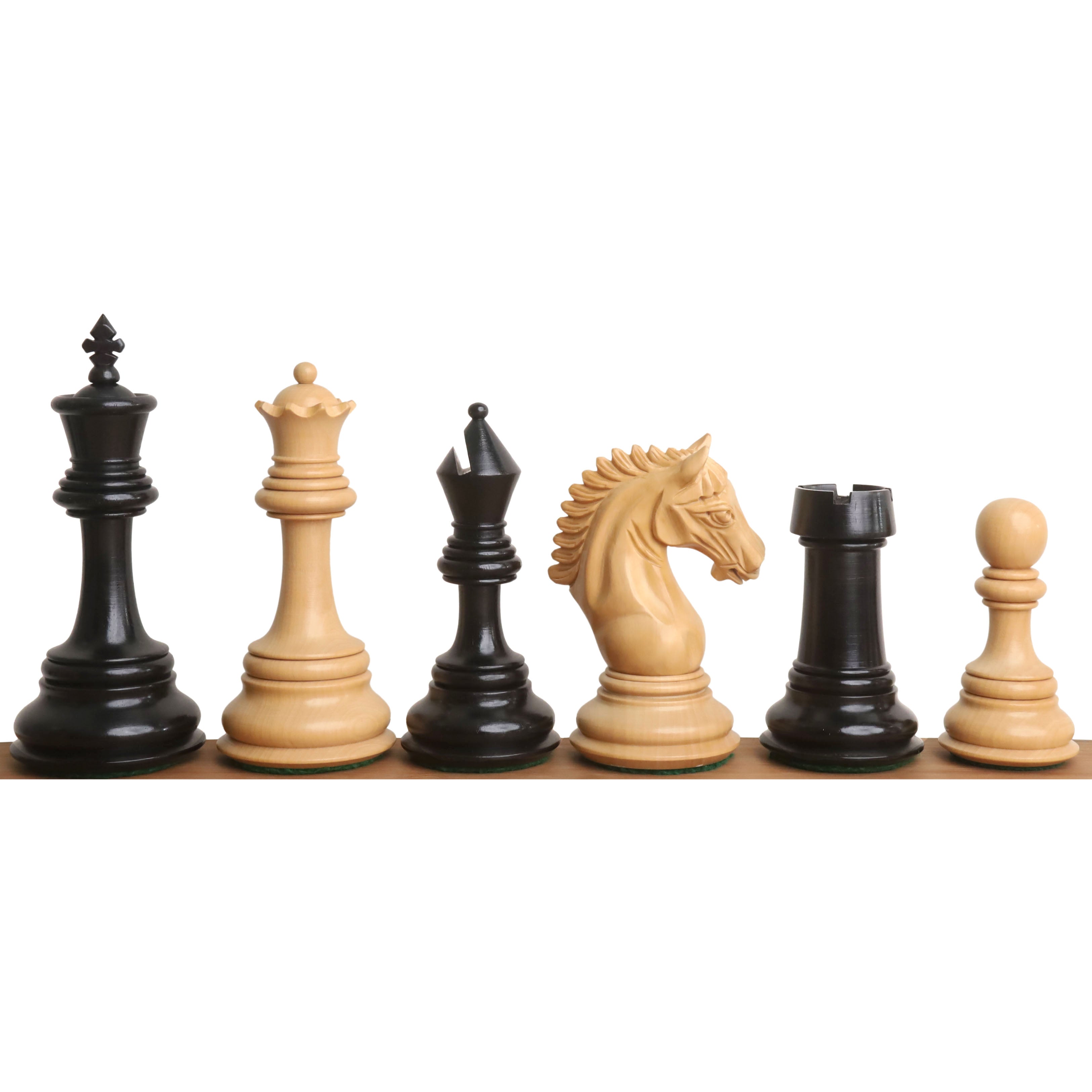 Tilted Knight Staunton chess pieces in ebony wood, 109mm king