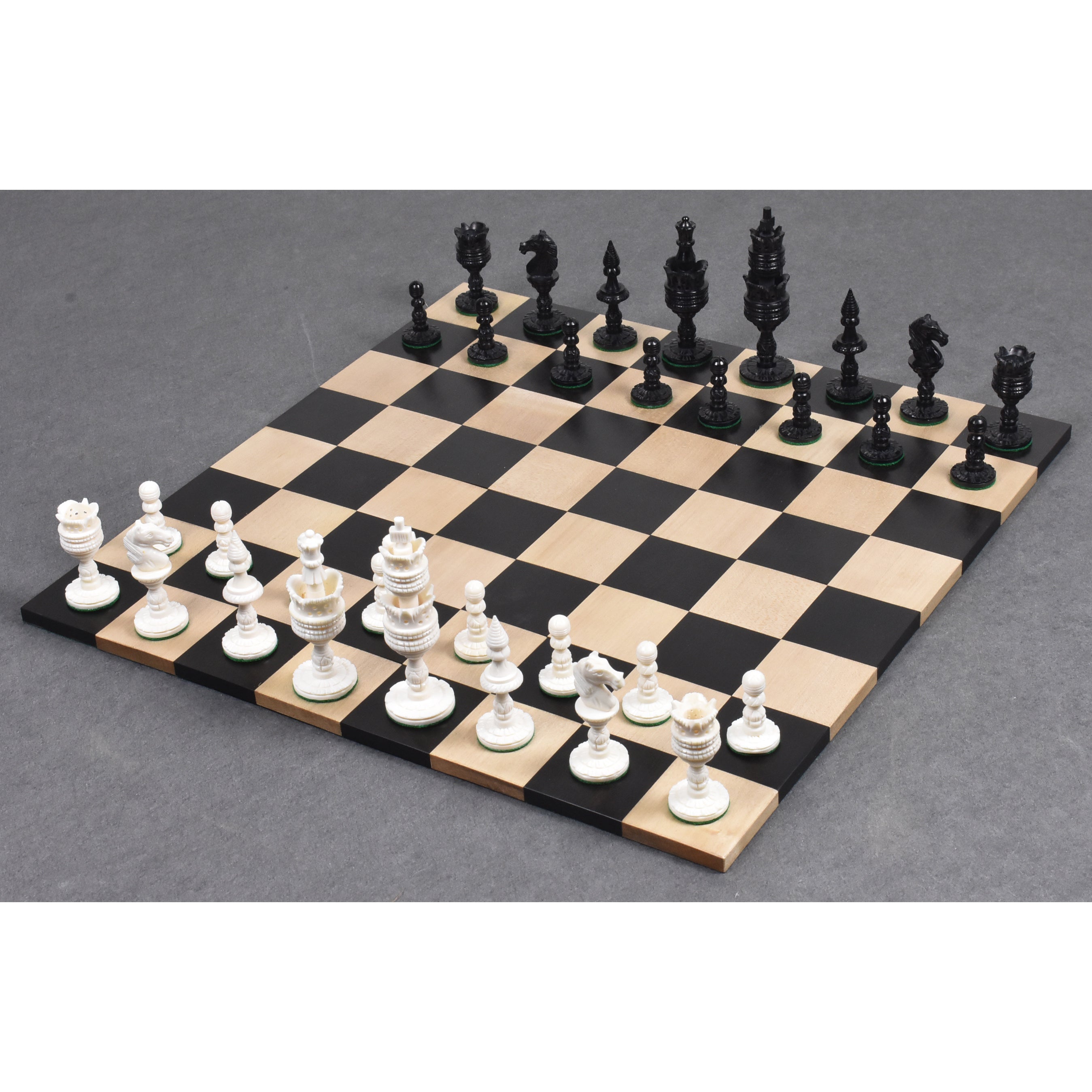 Lotus Series Hand Carved Camel Bone 103mm Chess Pieces