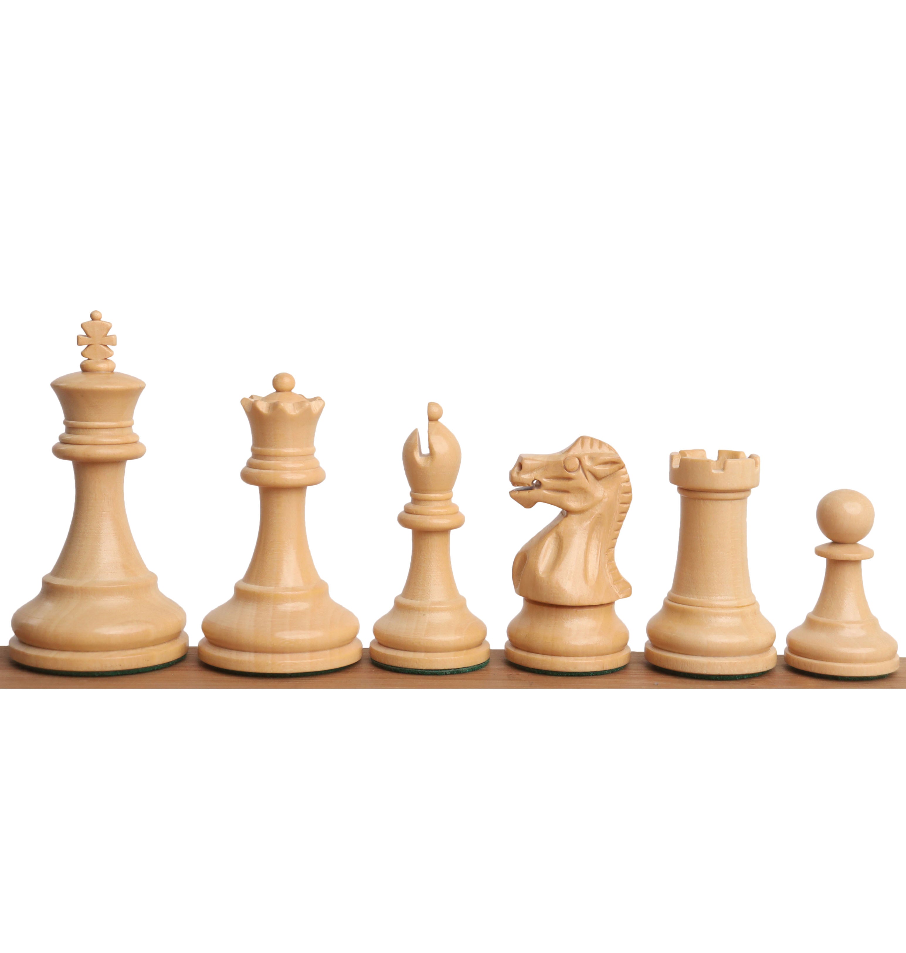 Ebonised Boxwood chessmen at 230 grams complete