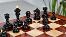 Knight carving detail on the 1930 Knubbel Analysis chess pieces in ebonised and natural boxwood