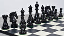 Shera Series Staunton V2.0 Ebony chess pieces, weighted with green felt bases