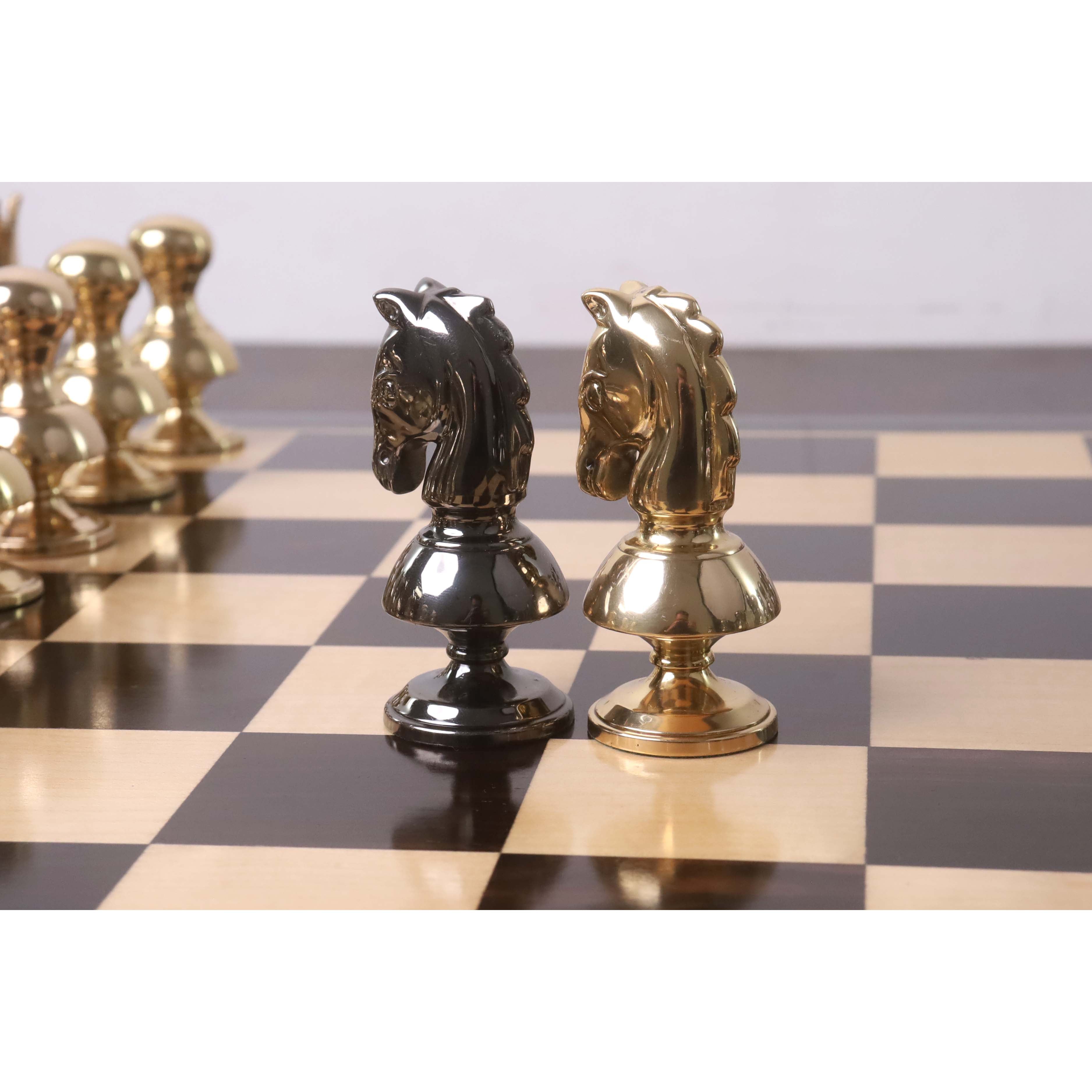 Knight and rook from the metallic grey and gold chessmen